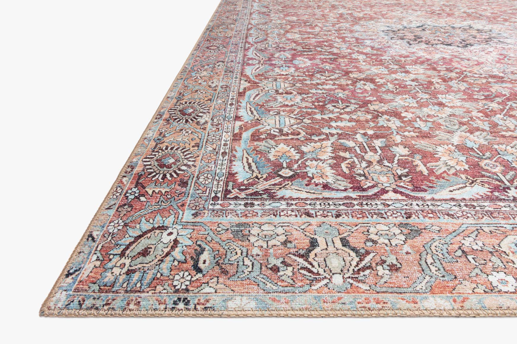 Loloi II Wynter Collection - Traditional Power Loomed Rug in Tomato & Teal (WYN-05)