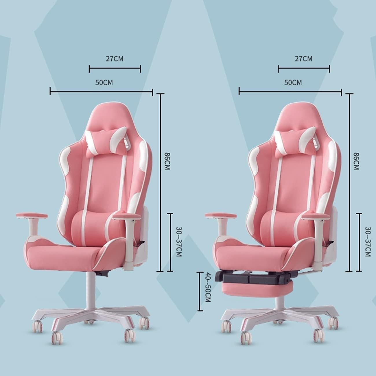 Gaming Chair, Reclining Racing Computer Chair with Rotating Lifting Armrest, Headrest and Lumbar Support, Ergonomic Design