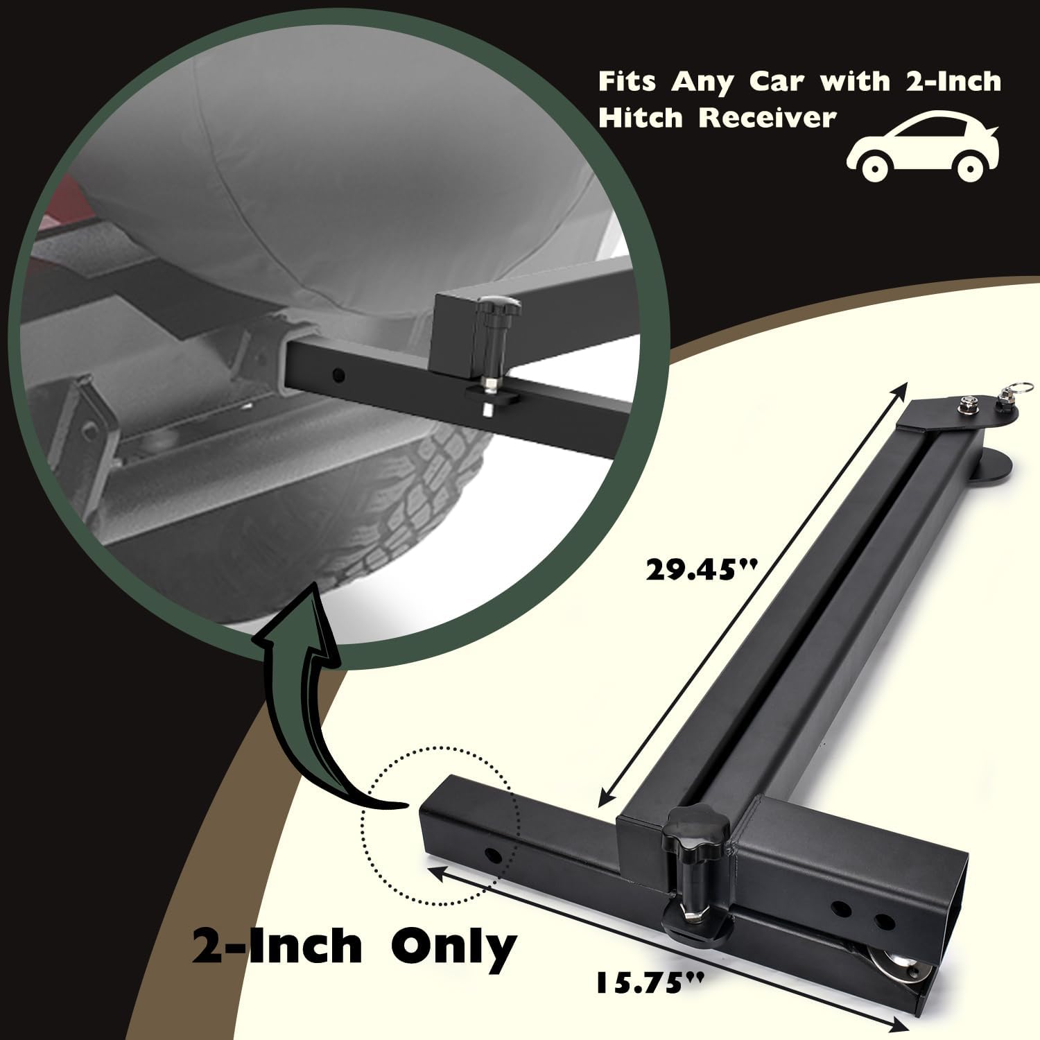 TOPOWN Swing Away Hitch Mount Bike Rack Extension 2” Receiver, Heavy Duty Bicycle Rack Swing Away Hitch Mount Adapter Compatible with Most 2 Inch Hitch Racks, Adjustable 120 Degree, Hold Up to 260 lbs