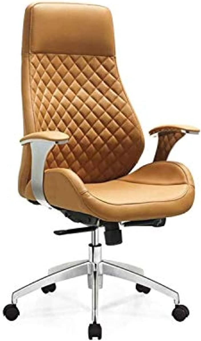 Managerial Chairs, Ergonomic Office Chair, Reclining Office Chair with Lumbar Support, Executive Office Chair with Headrest, Arms,Wheels and Footrest Boss Chair Gaming Chai,Yellow-One Side
