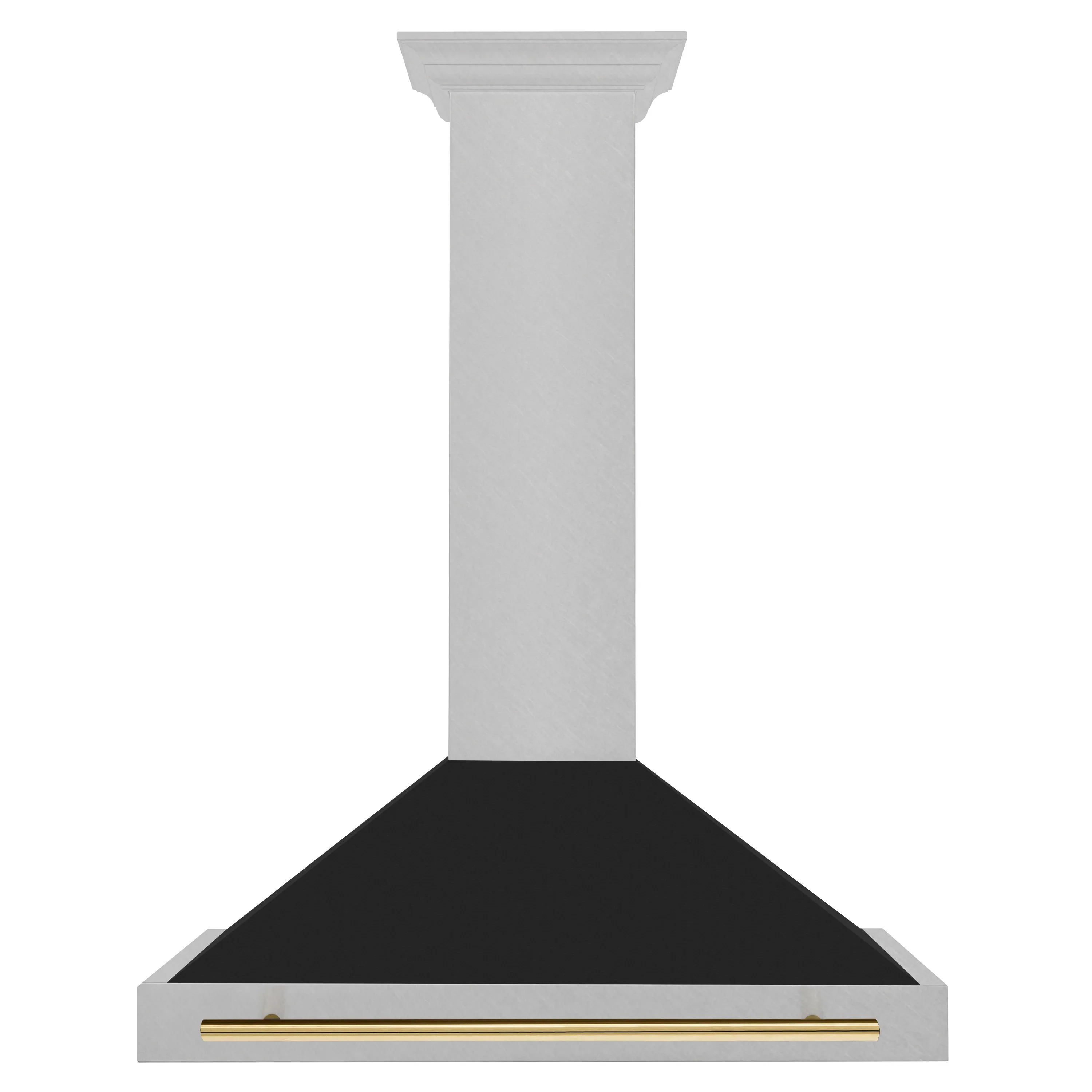 ZLINE Autograph Edition 36-Inch Fingerprint Resistant Satin Stainless Steel Range Hood with Black Matte Shell and Polished Gold Handle (KB4SNZ-BLM36-G)