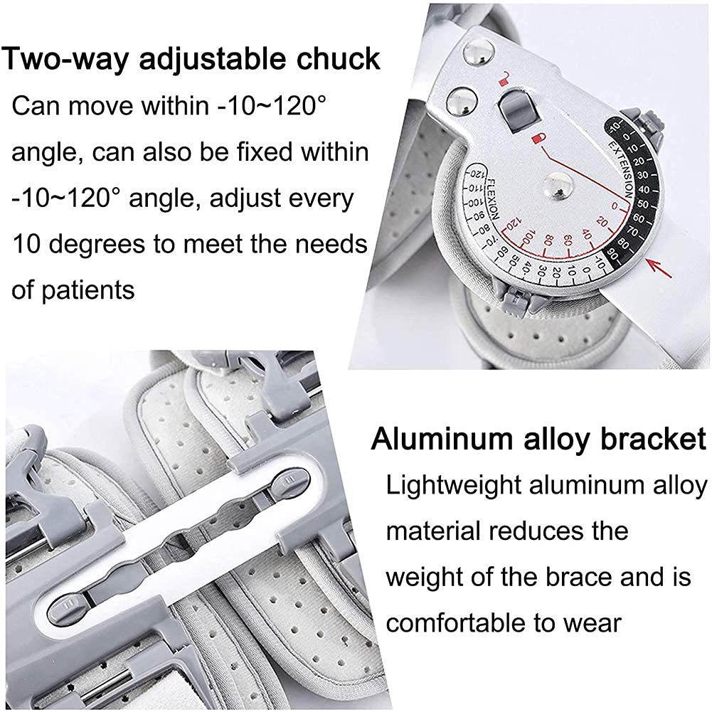 Hinged Knee Brace with Strap, Adjustable Leg Stabilizer Post Op Recovery Immobilization Splint - Orthopedic Protector Patella Injury Immobilizer Brace(