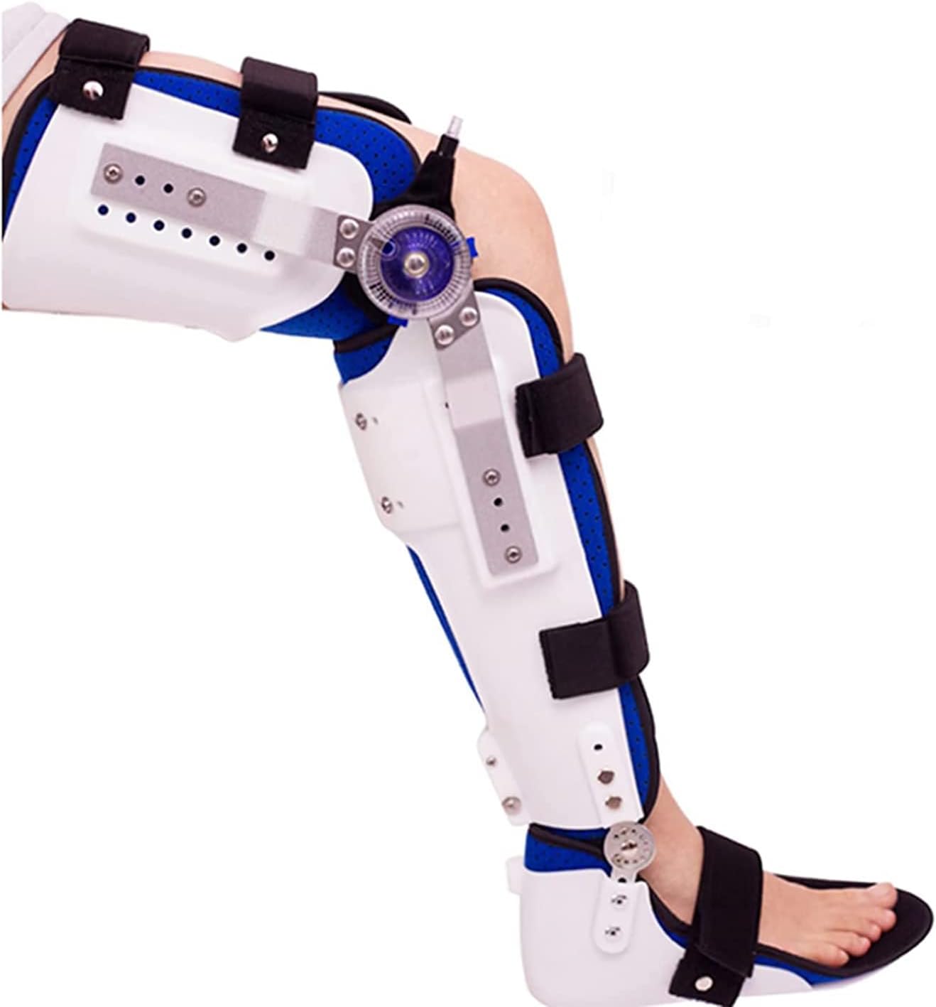 Hinged Knee Brace Knee Orthosis Support Joint Stabilizer Full Leg Splint Support with Adjustable Knee Ankle and Foot,Right Leg (Right Leg