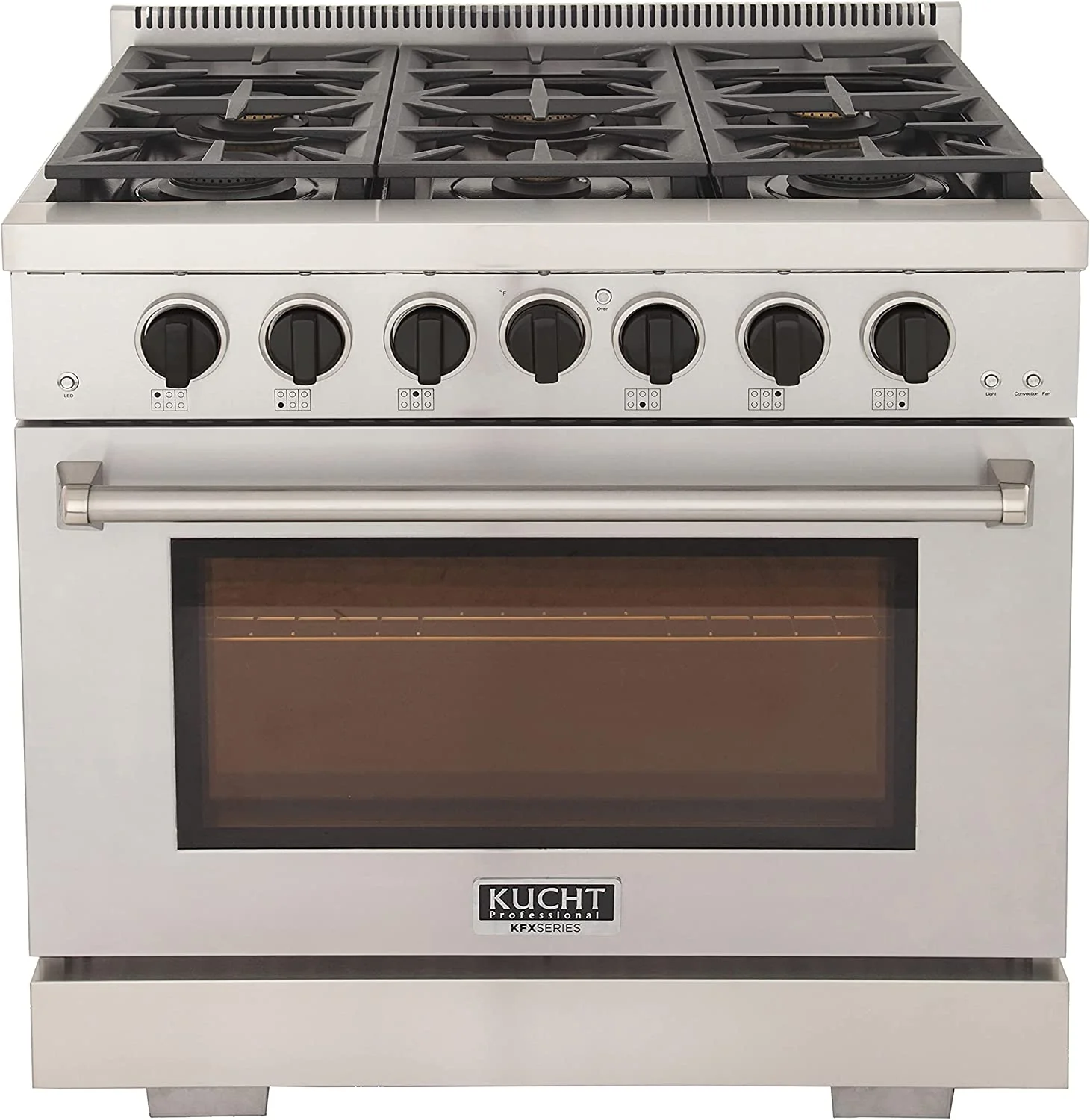 Kucht 36-Inch Propane Gas Range in Stainless Steel with Black Knob (KFX360/LP-K)