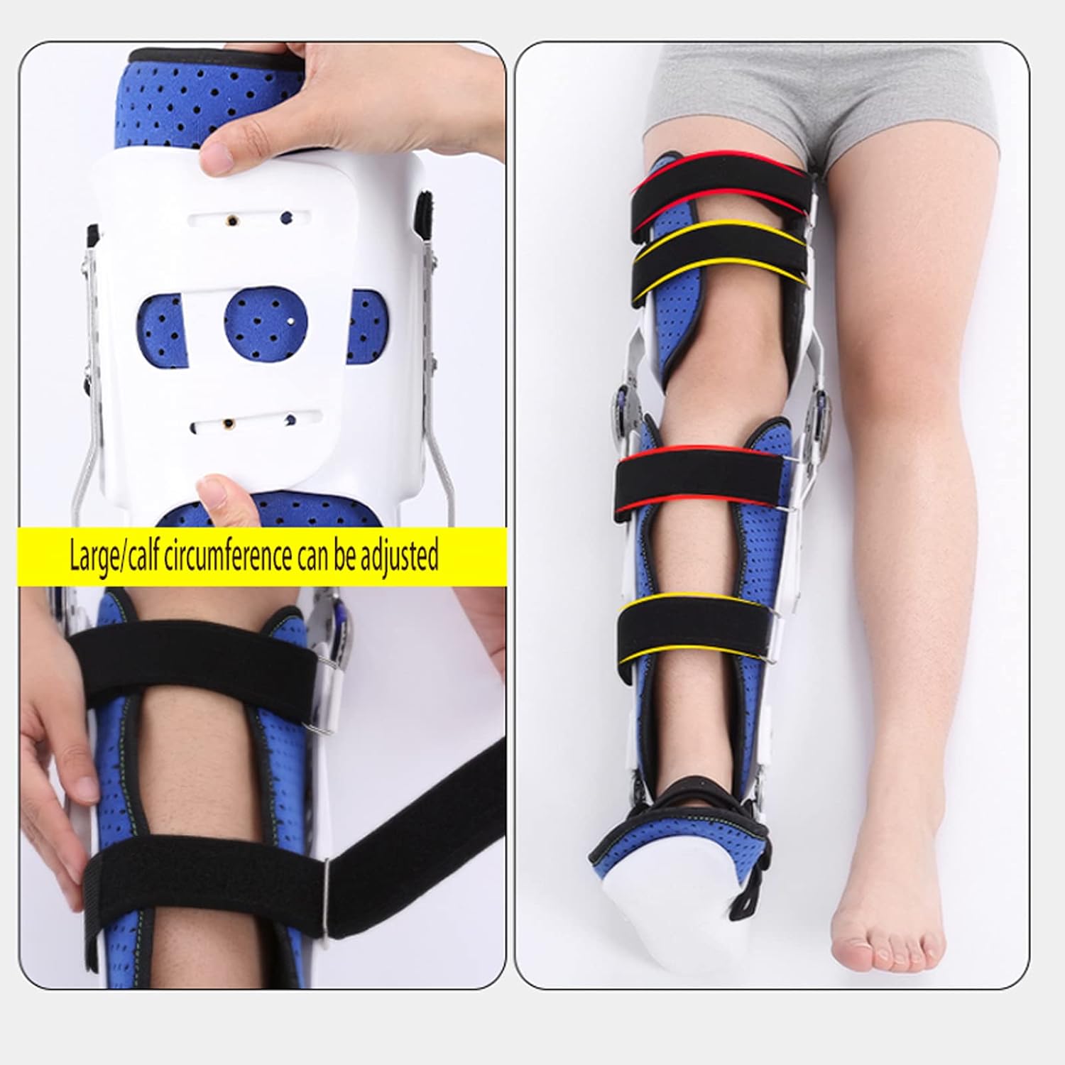 Knee Ankle Foot Orthosis Brace with Walking Boots Adjustable Fixed Leg Fracture Lower Limb Paralysis Foot Drop and Ankle Sprain Free Size,Left Foot(