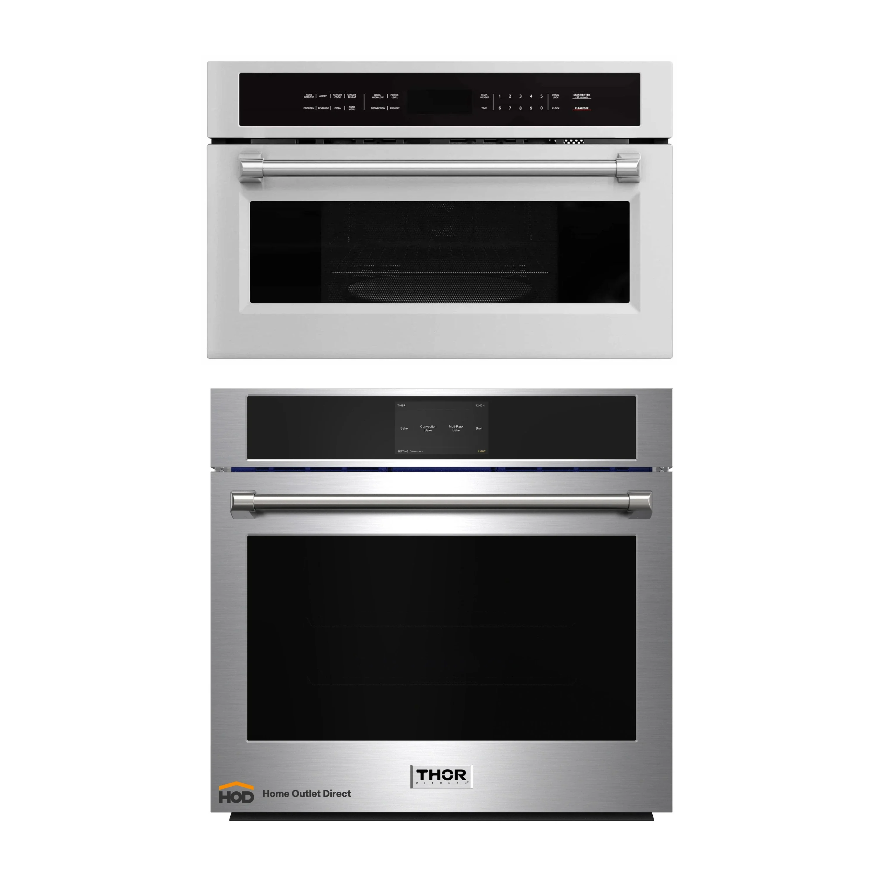 Thor Kitchen 2-Piece Appliance Package - 30-Inch Electric Wall Oven, and Microwave with Air Fryer in Stainless Steel