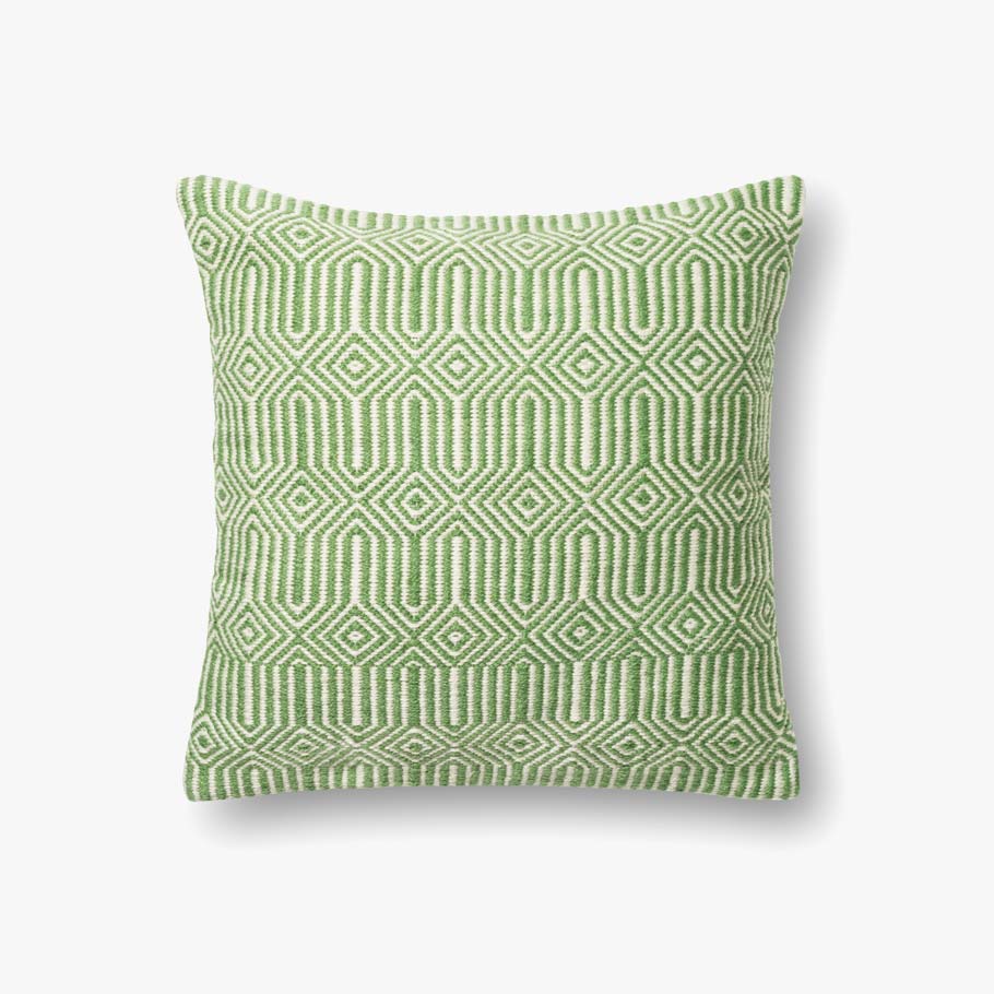 Loloi Pillows Collection - Pillows Hand Woven Rug in Green & Ivory (P0339)