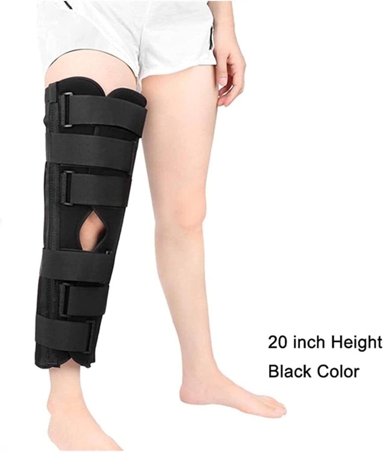Knee Fixation Brace Full Leg Brace Straight Knee Splint Comfort Rigid Support for Knee Pre-and Postoperative Injury Or Surgery Recovery 22.7.27(Black-M)