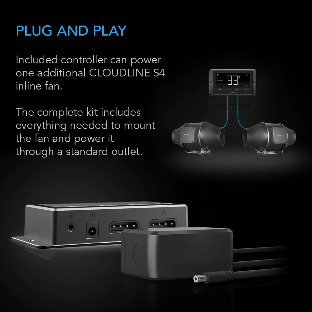AC Infinity CLOUDLINE T12 12-In Inline Duct Fan w/ LCD Thermal Controller