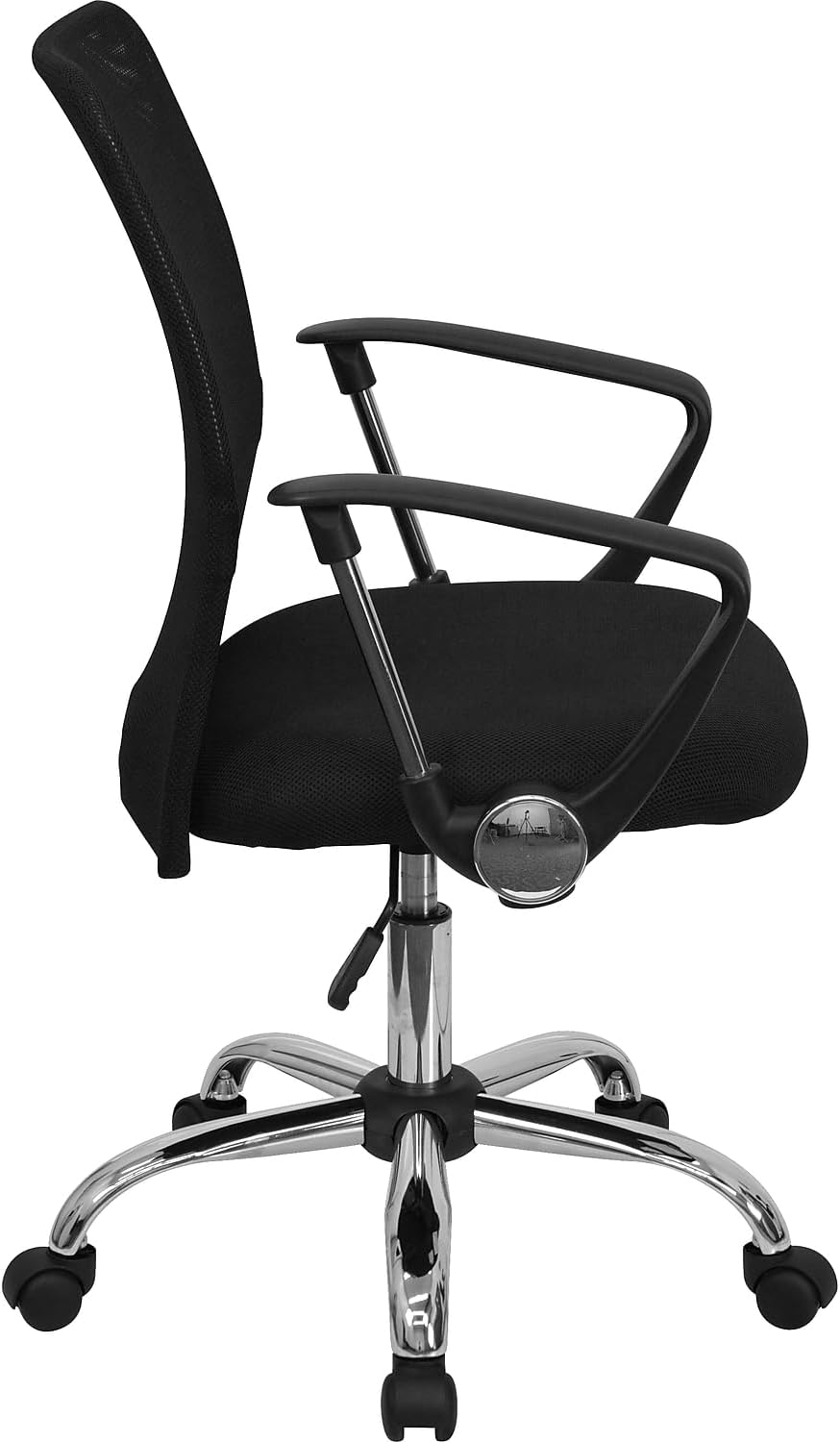 Flash Furniture Jenkins Mid-Back Black Mesh Swivel Task Office Chair with Lumbar Support Band and Arms