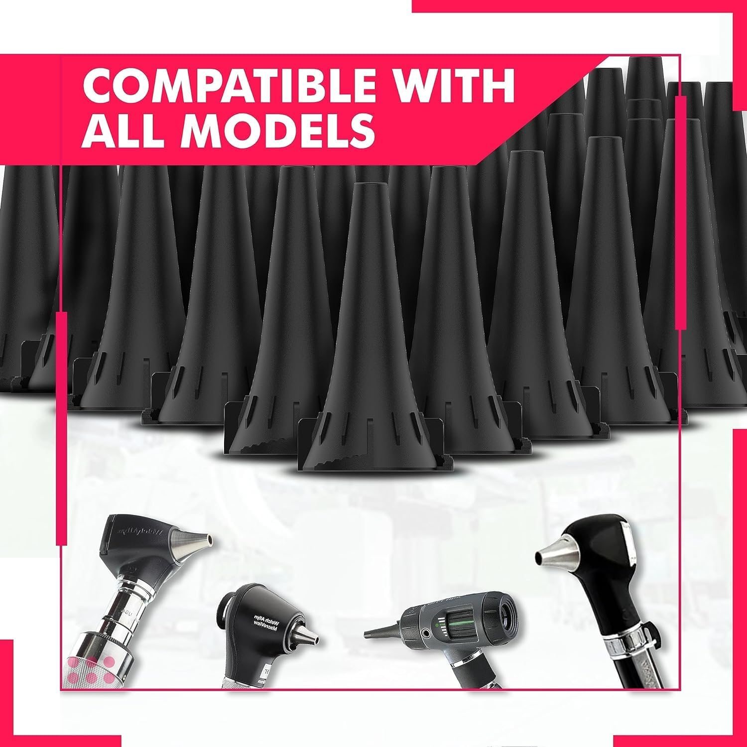 2.75 mm Disposable Ear Specula for W-e-l-c-h A-l-l-y-n Otoscopes Speculums,Compatible with All Universal Otoscopes, Disposable Otoscope Covers, Plastic Replacement Specula Tips|Black Color|Bag of 500|