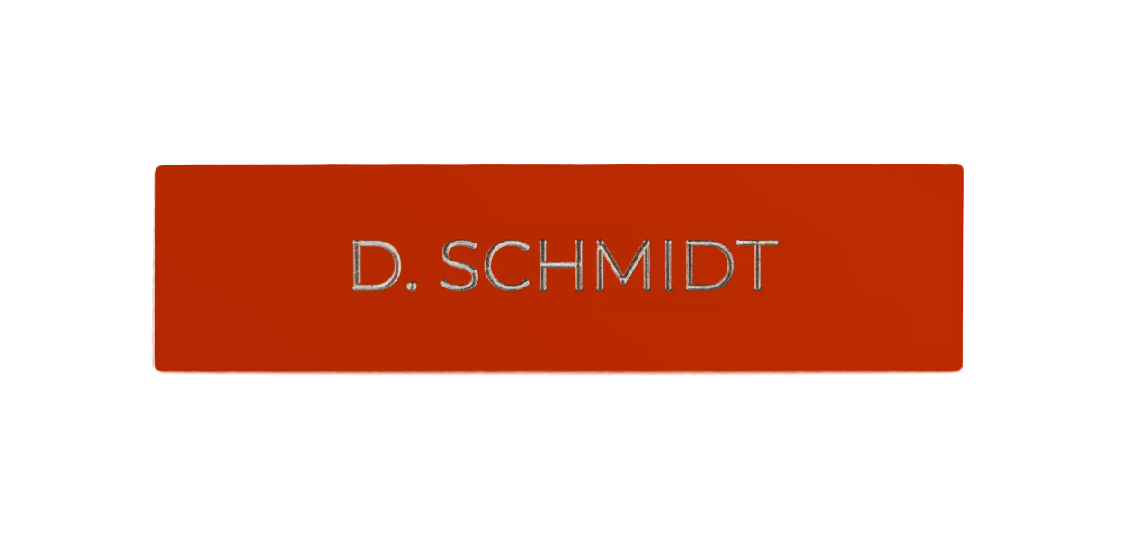 DoorBird Nameplate for One Call Button D21X  in Vermilion, RAL 2002 - Individual Engraving