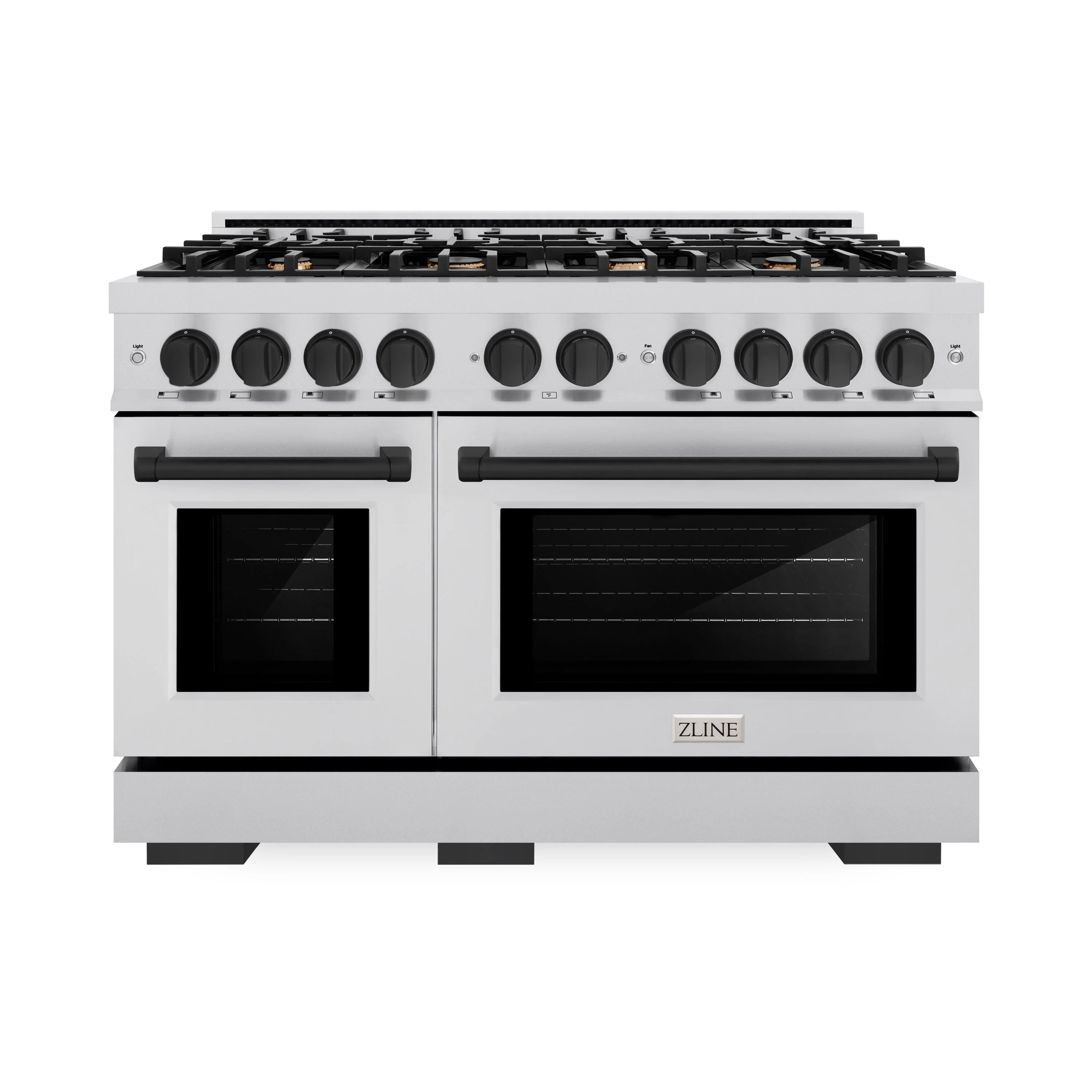 ZLINE Autograph Edition 48-Inch Select Series Gas Range with 8 Gas Burner Cooktop and 6.7 Cu. Ft. Gas Convection Oven in Stainless Steel and Matte Black Accents (HGRZ-48-MB)