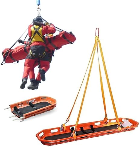 Helicopter Rescue Basket Stretcher - Emergency Stretcher with 595 lbs Capacity, Reinforced Design, Stainless Steel Buckles & Safety Straps for Vertical Water & Mountain Rescue
