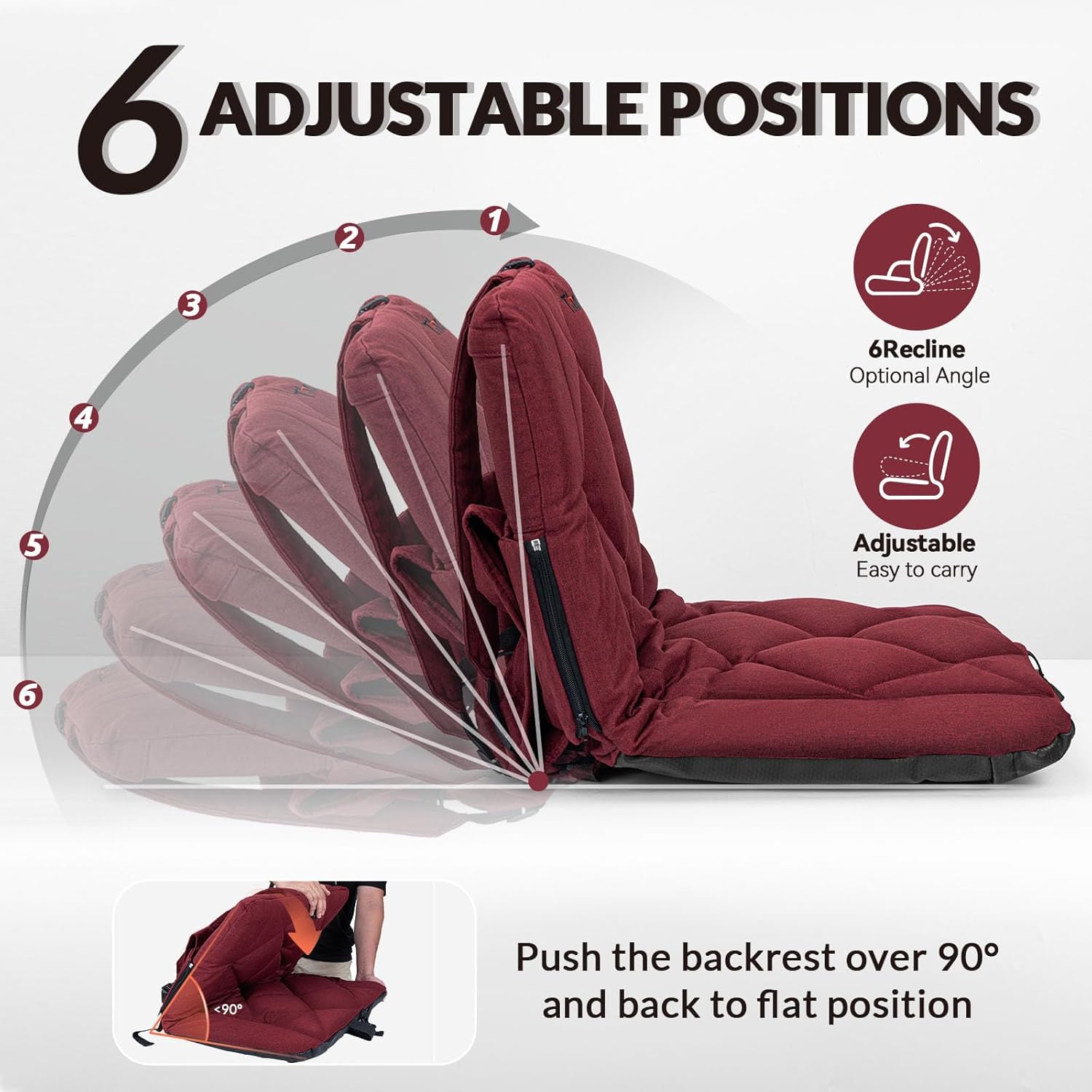 25inch Extra Wide Stadium Seat, Thick Bleacher Chair with Back Support and Cushion, 6 Reclining Positions Bleacher Seat with Armrest, Upgrade Sofa Style Stadium Chair for Sport Events and Outdoors