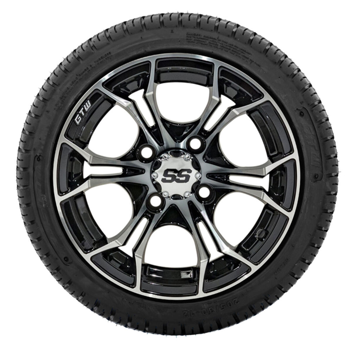 12” GTW Spyder Machined and Black Wheels with 18” Fusion DOT Street Tires – Set of 4