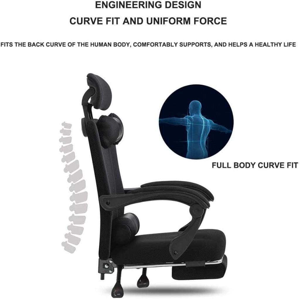 Office Chair Gaming Chair, Office Chair with Arms, Reclining Leather Computer Chair Swivel Office Chair with Footrest, Adjustable Headrest and Lumbar Support,Gray-Medium