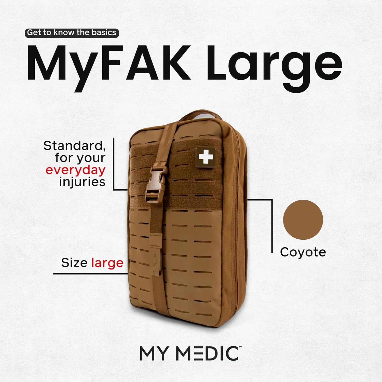 My Medic MYFAK Large Medical Kit (Standard) - Emergency First Aid Survival Essentials & Supplies | Travel Bag Ready EMT Items For Any Car, Home or Office - Coyote