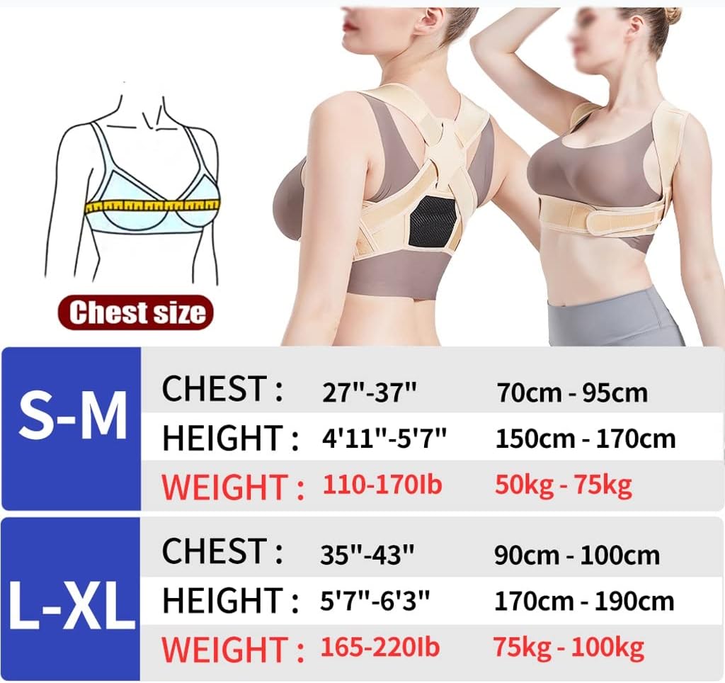 Posture Corrector Adjustable Back Support Belt Spine Back Shoulder Brace Support Belts Adult Invisible Hunchback Belts(D,L/XL)
