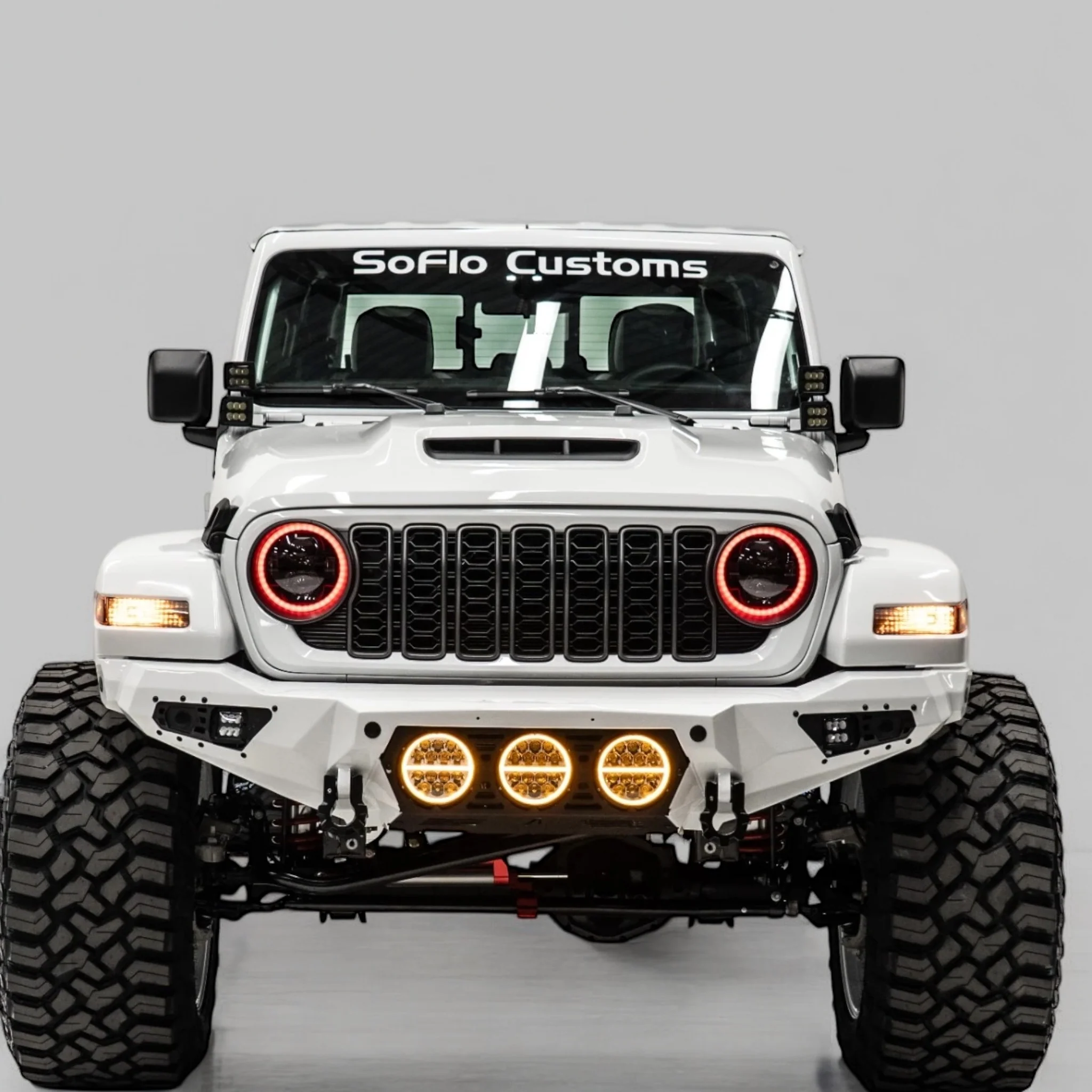 Jeep Wrangler Baja Steel Front Bumper with 3 LED Lights 2018-2025
