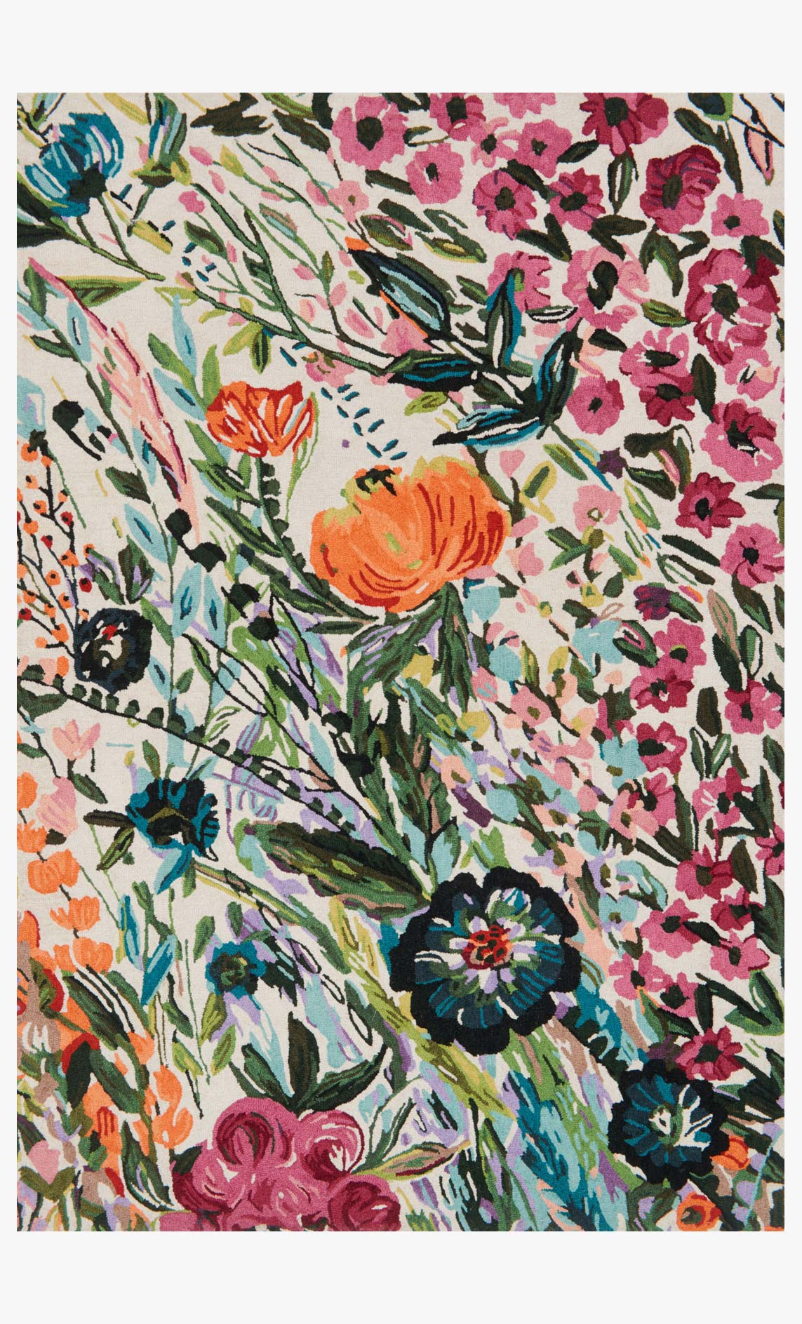 Loloi Wild Bloom Collection - Contemporary Hooked Rug in Ivory (WV-01)