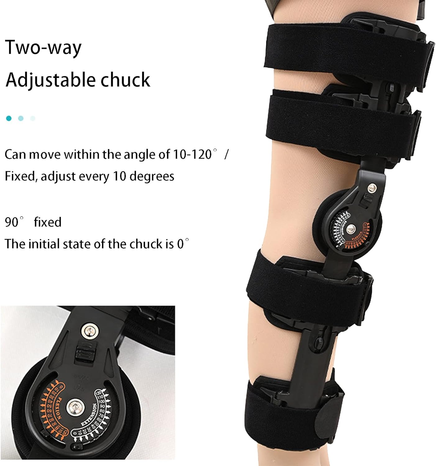 Hinged Post Op Knee Brace Adjustable Knee Immobilizer Brace Support Splint Stabilizer Wrap Sprain Post-op Hemiplegia Fixation for Orthopedic Rehab Meniscus Tear Men and Women