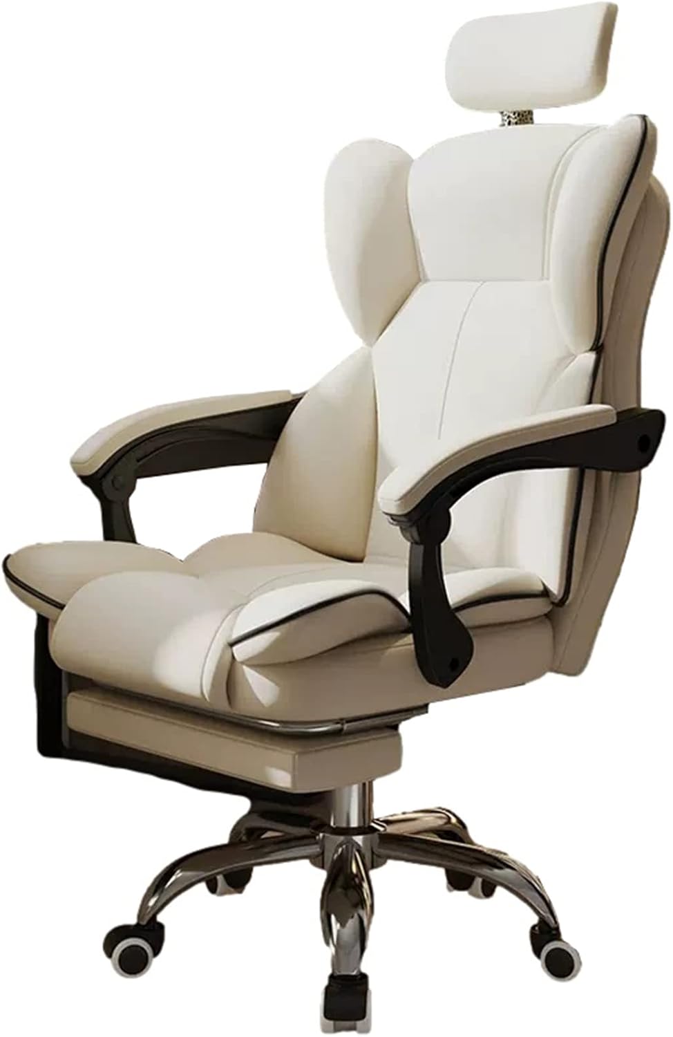 Office Chair with Lumbar Support,High Back PC Adjustable Swivel Gaming Chair,Reclining Gaming Chairs with Armrest and Footrest, Ergonomic Recliner Chair,White (White