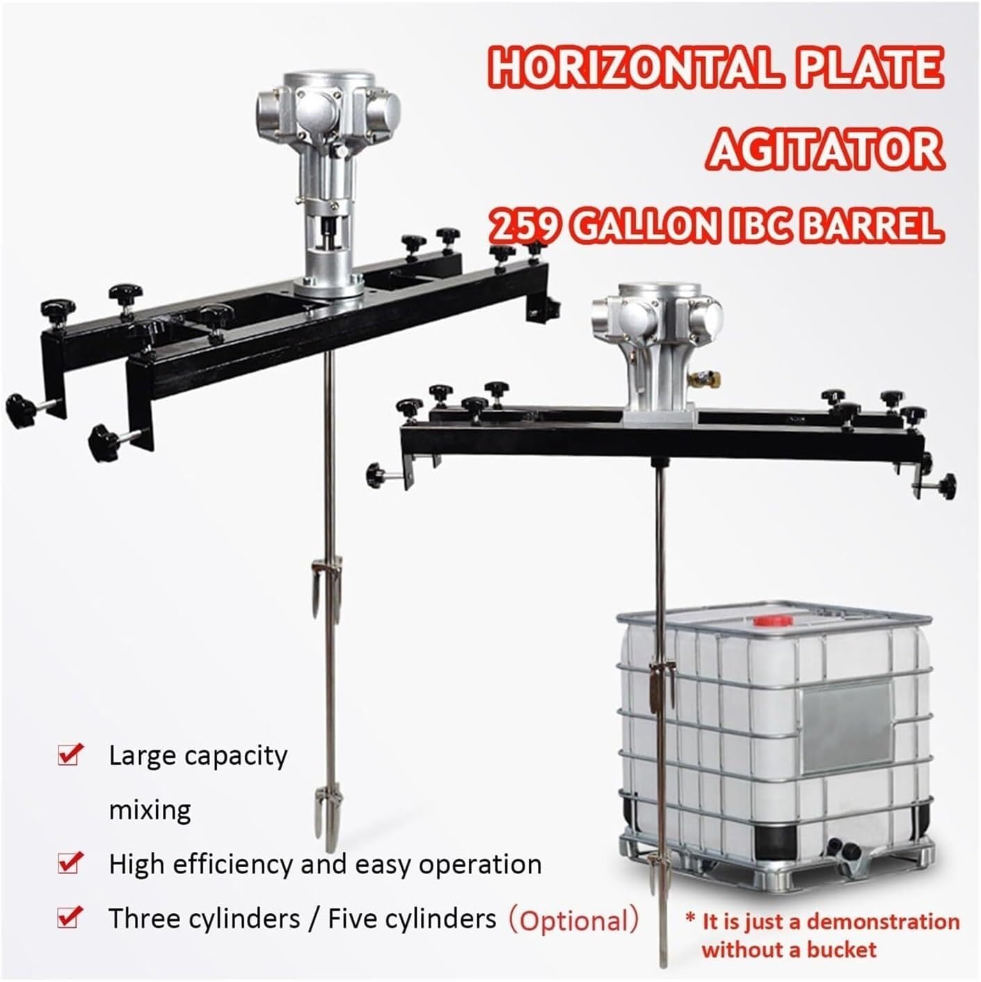 Air Agitator with Pneumatic Bracket Mixer,1/2HP 3/4HP 1HP Electric Tank Mixer Machine, Adjustable Size, Paint Stirring Machine(Largefivecylinders)