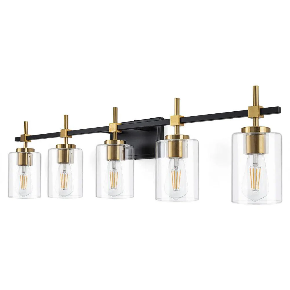 Parrot Uncle Jasper Modern Clear Glass 5-Light Bathroom Vanity Light