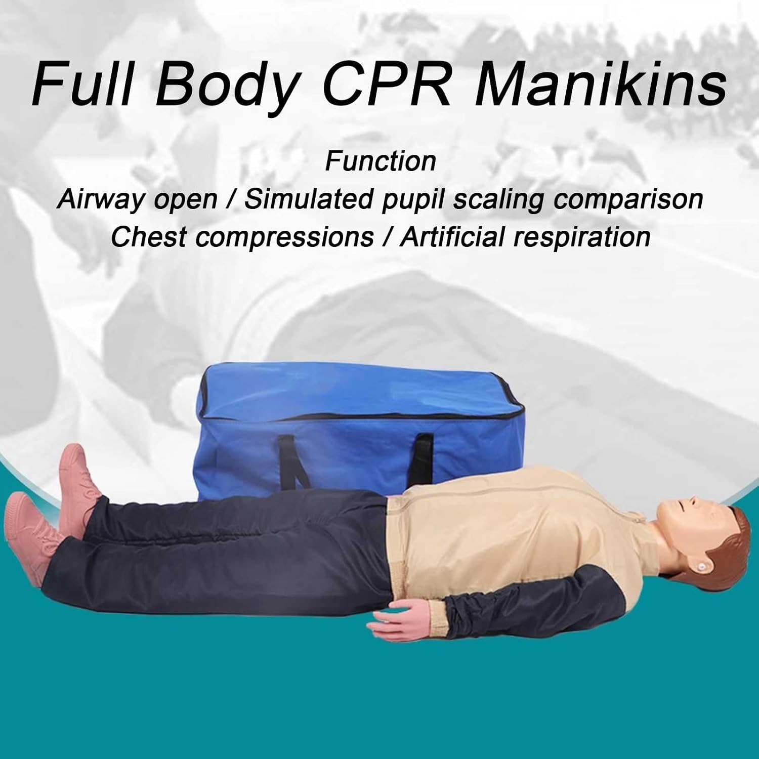 CPR Manikins and First Aid Kit, CPR Training Dummy Full Body CPR Mannequins Adult with Replaceable Facial Skin & 4 Replaceable Lung Bags & Storage Bag & Mat