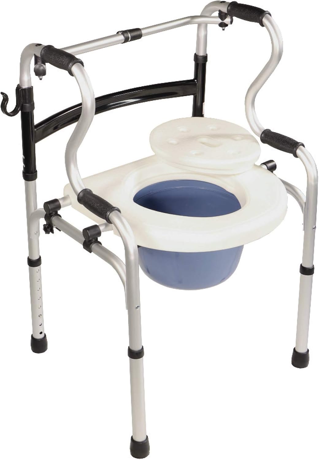 PCP Dual Folding 5-in-1 Bathroom Mobility & aid Commode Walker seat, Height Adjustable Daily Living aid, Regular