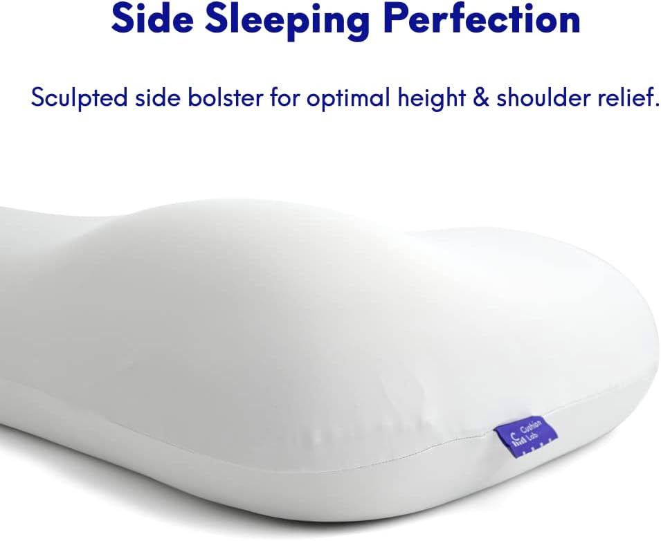 C CUSHION LAB Deep Sleep Pillow, Patented Ergonomic Contour Design for Side & Back Sleepers, Orthopedic Cervical Shape Gently Cradles Head & Provides Neck Support & Shoulder Pain Relief - Calm Grey