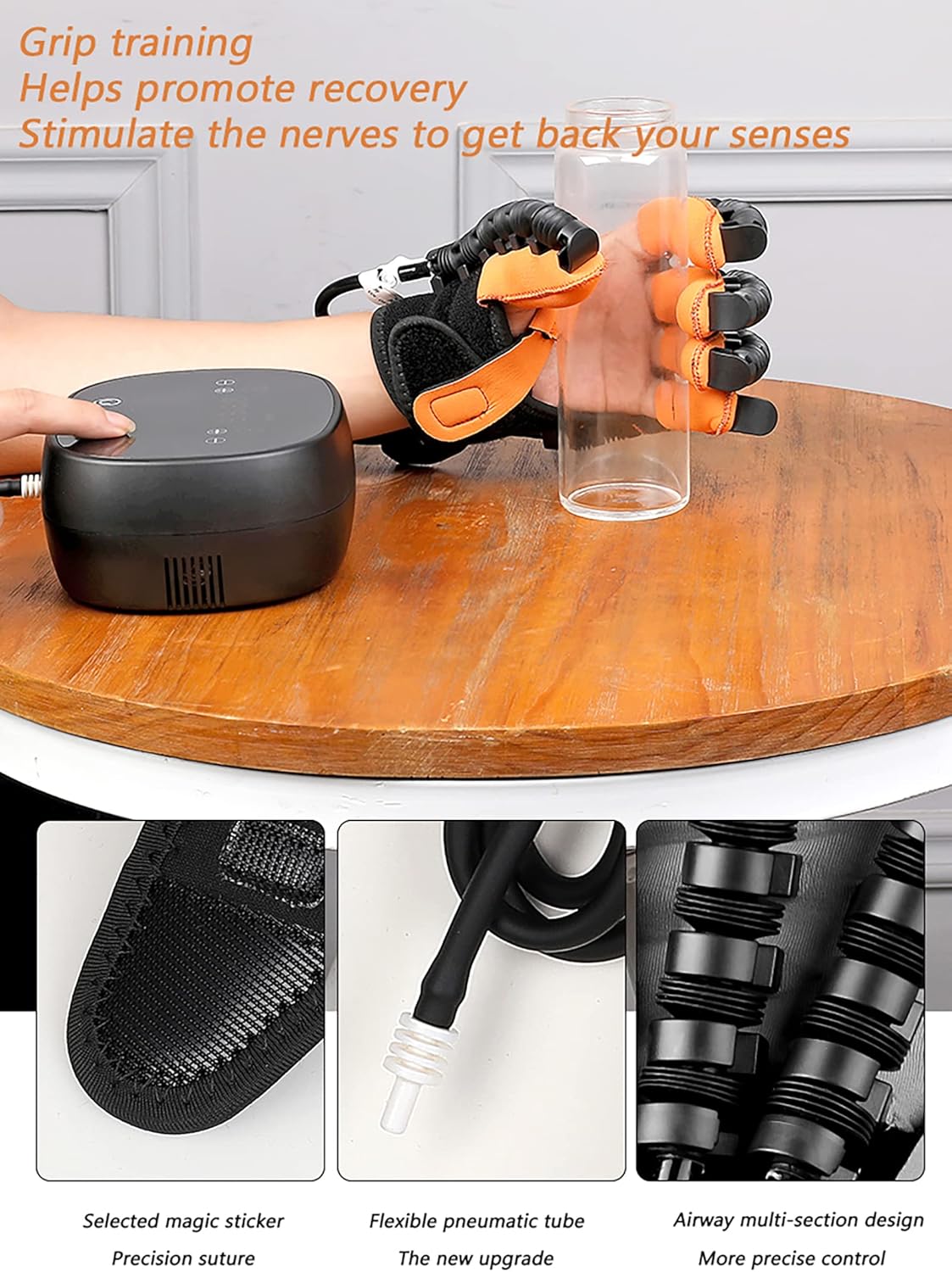 Finger Rehabilitation Robot Gloves, Upgrade Self-Training Finger Rehabilitation Device Functional Hand Splint, for Increasing Hand Strength(Size:M Code,Color:Left Hand)