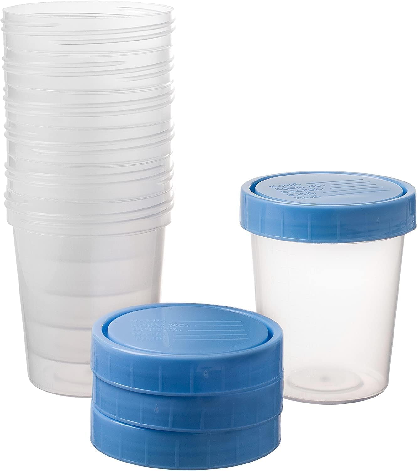 Vakly Specimen Cups with Leak Proof Screw on Lids - 4oz Clear Non-Sterile Urine Sample Jars - Containers for Safe Pee, Stool, Semen Sample Collection for Testing (500)