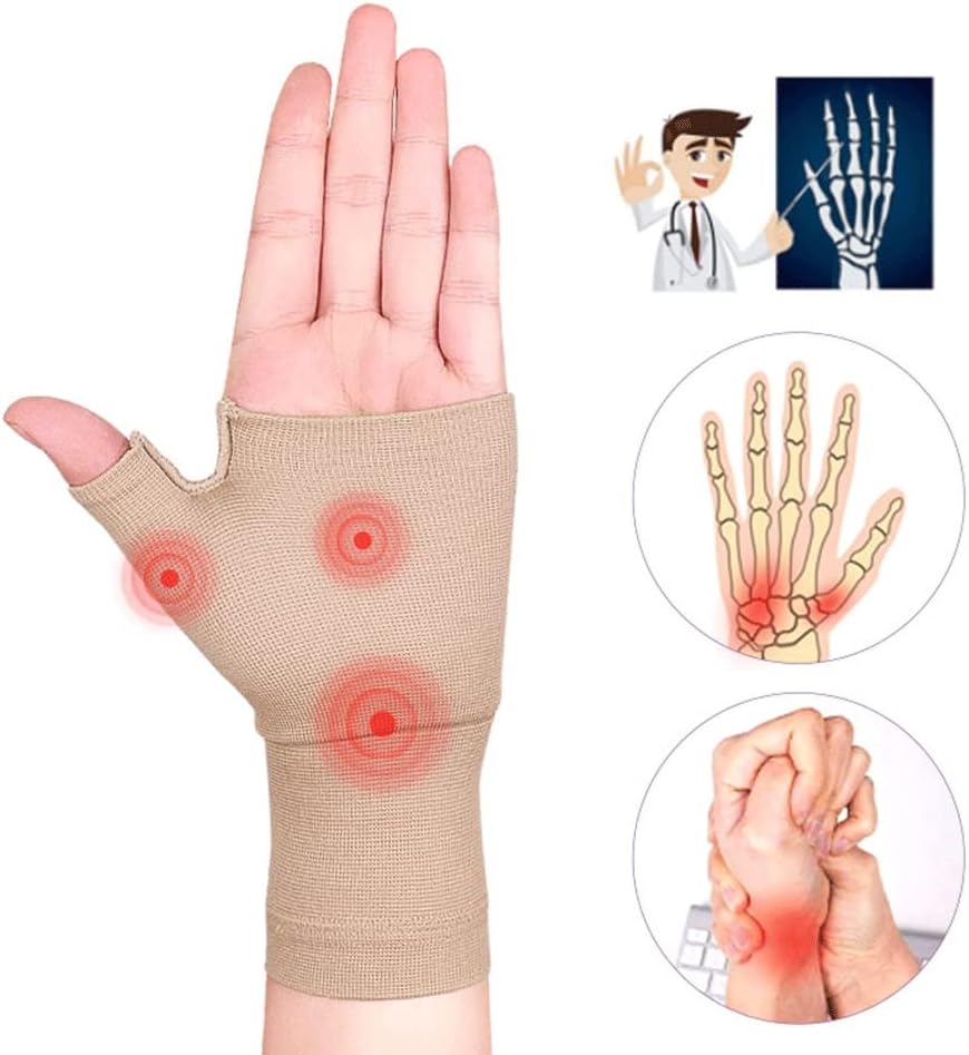 Compression Gloves, Carpal Tunnel for Computer Typing Dailywork, Support for Hands and Joints(Beige)