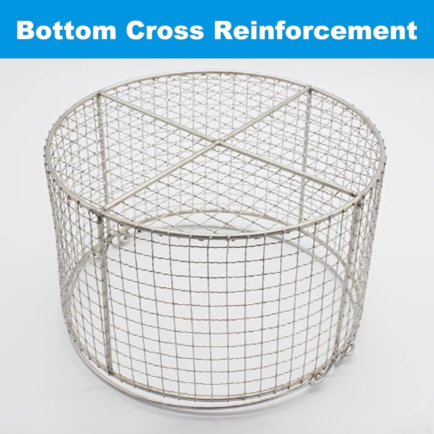 Round Sterilisation Basket, Stainless Steel Instrument Cleaning Tray, Mesh 10mm/0.4in, for Laboratories, Hospitals, Dental Clinics(45x30cm/17.7x11.8in)