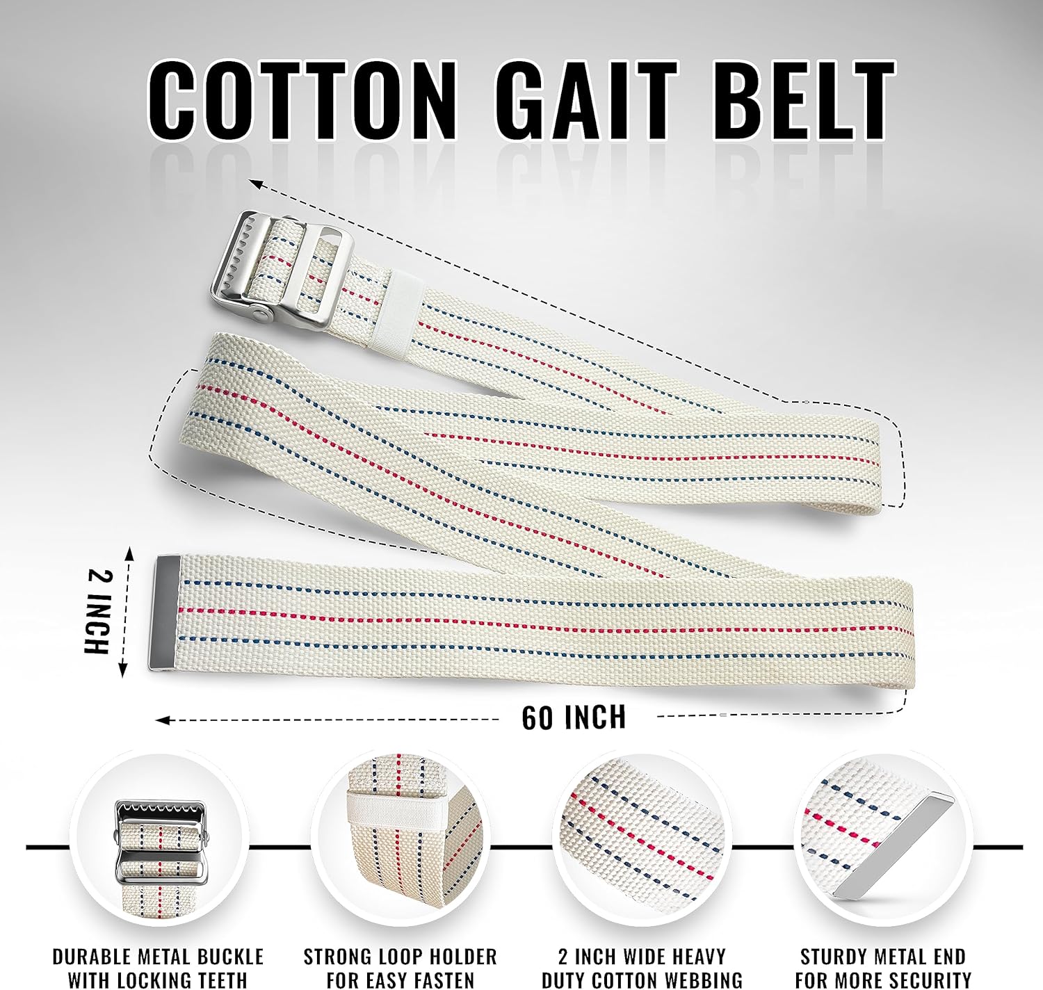 ASA TECHMED Physical Therapy Home Health Aide Comprehensive Kit - Carrying Bag, Blood Pressure Cuff, Stethoscope, Gait Belt - Black