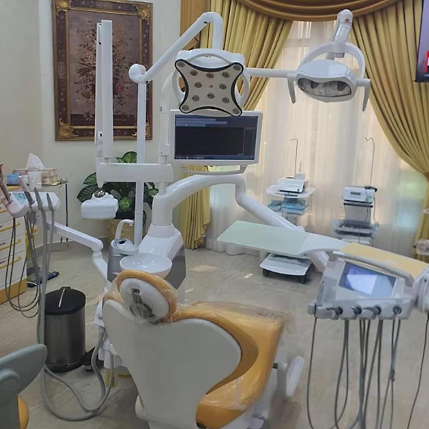 30W Mobile Floor-Stand LED Medical Exam Lamp, 12 Hole Surgical Examination Lamp, Adjustable Brightness with Mobile Stable Base for Outpatient Clinic, Beauty Salon