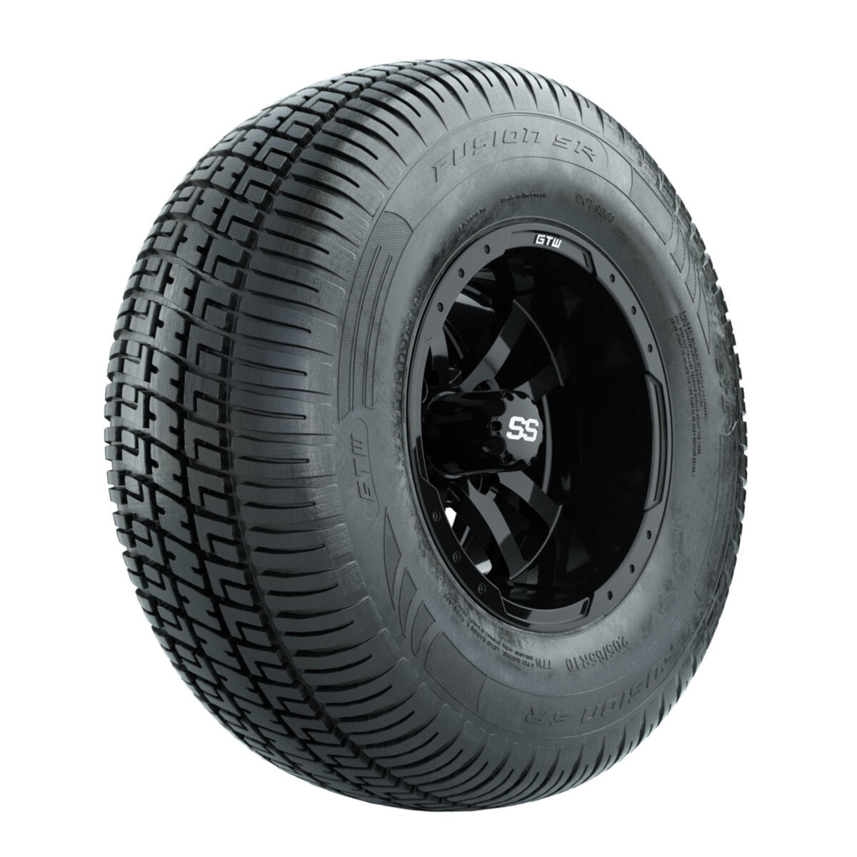 10′′ GTW Storm Trooper Black Wheels with 20′′ Fusion DOT Approved Street Tires – Set of 4