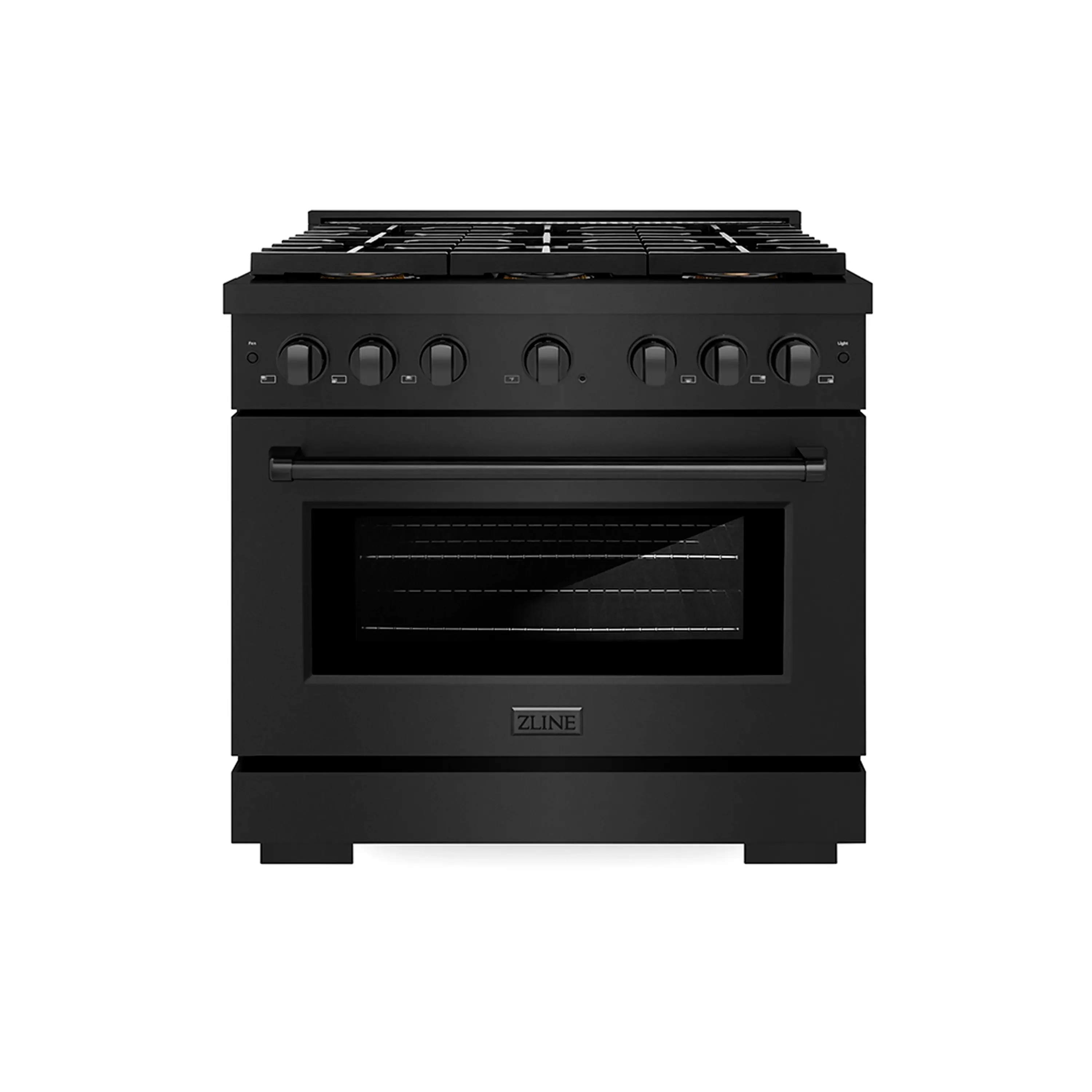 ZLINE 36-Inch 5.2 cu. ft. Paramount Gas Range with 6 Burner DuoPro鈩?Cooktop and Convection Gas Oven in Black Stainless Steel (PSGRB-36)