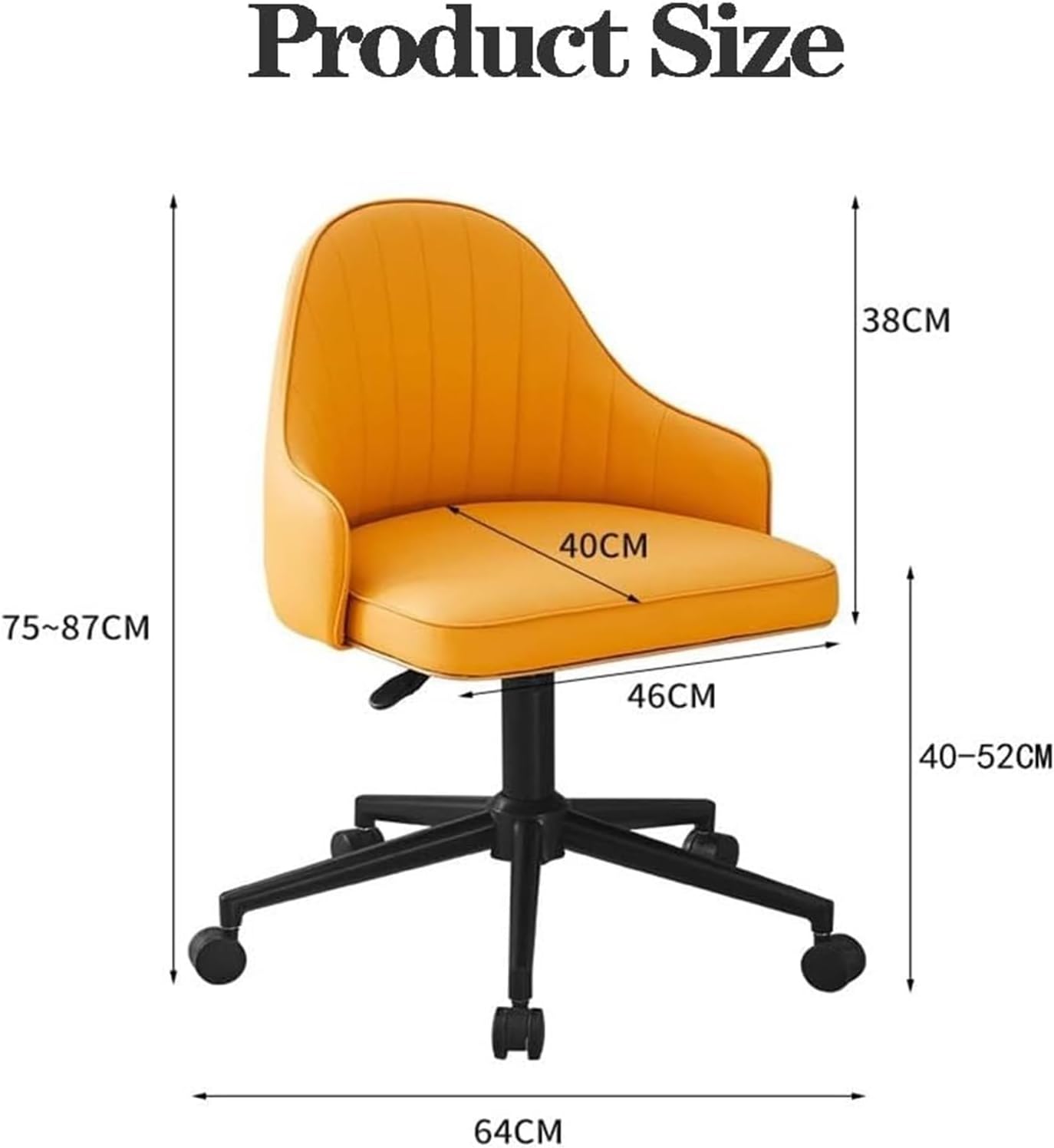 Chair Ergonomic Office Chair Desk Chair Mid Back Executive Pu Leather Adjustable Computer Desk Gaming Chairs Comfortable Padded Arm Lumbar Support Rolling Swivel Chair/(A-Size