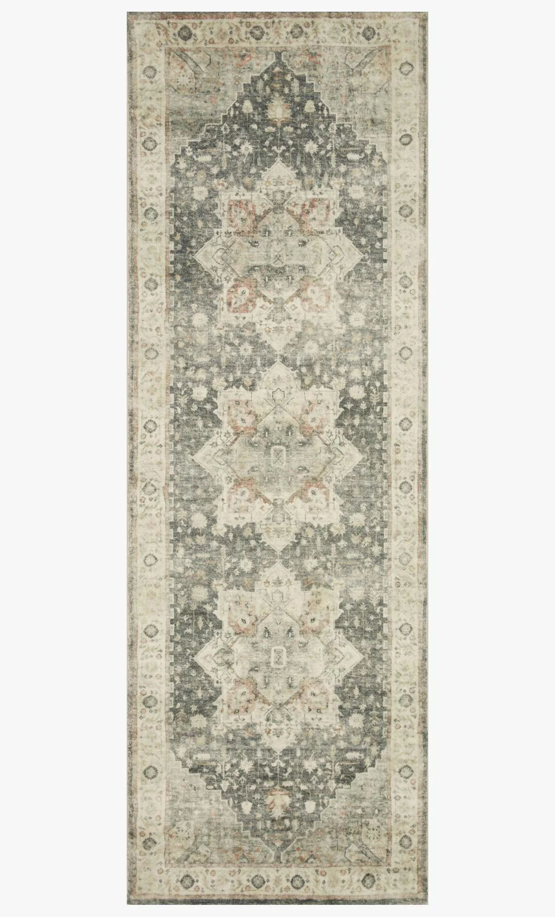 Loloi II Rosette Collection - Traditional Power Loomed Rug in Slate & Ivory (ROS-09)