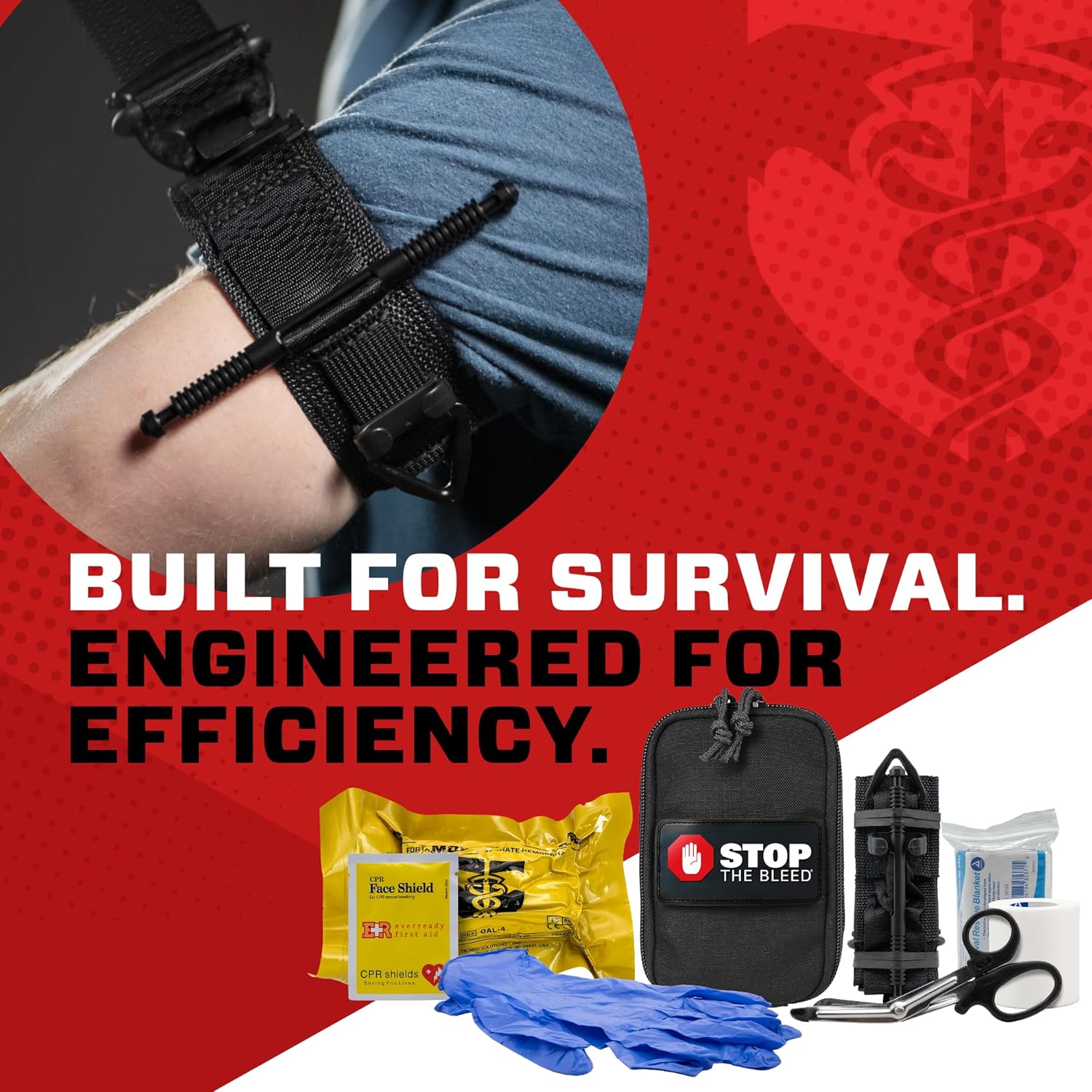 TacMed Solutions Stop The Bleed Kit – Basic Bleeding Control Black Nylon Pouch, Compact, Easy-to-Use Hemorrhage Control Kit, Emergency First Aid with Tourniquet and Emergency Bandage