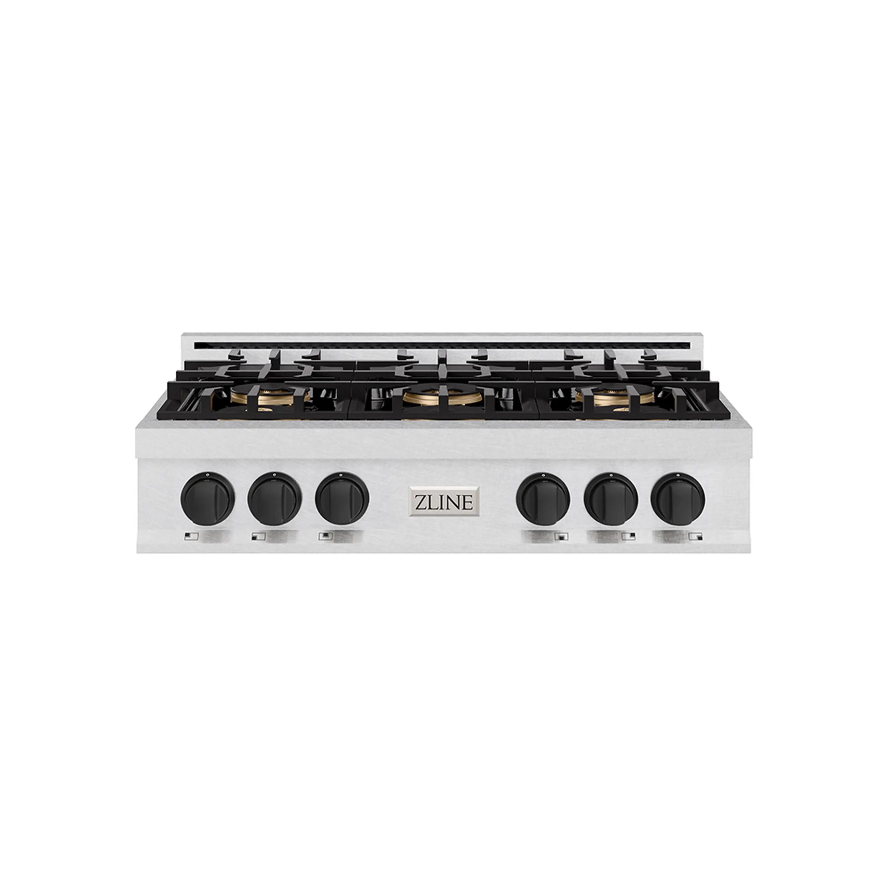 ZLINE Autograph Edition 36-Inch Classic Gas Rangetop with 6 Burner DuoPro鈩?Cooktop in Satin Stainless Steel and Matte Black Accents (PCRTSZ-36-MB)