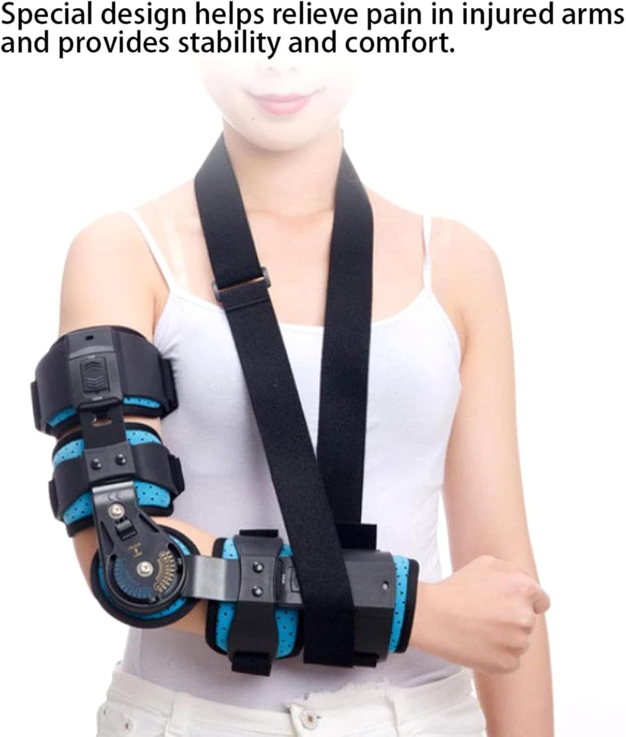 Adjustable Hinged ROM Elbow Brace, Post Op Elbow Brace Stabilizer Splint Arm Injury Recovery Support After Surgery,Right