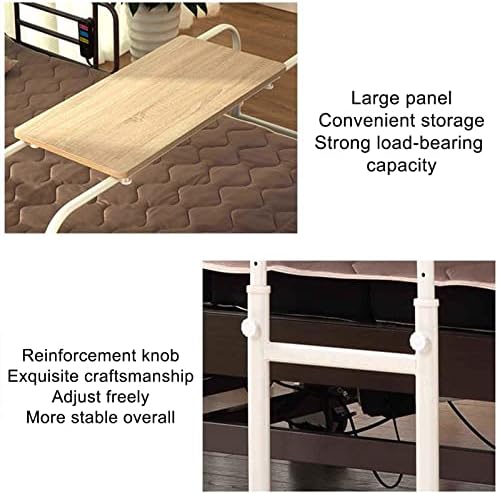 Free-Standing Folding Floating Table，Over Bed Desk Mobile Overbed Computer Table, Height & Length Adjustable Over Bed Table Tabletop Hospital Nursing Table for Home Office Use(Size:（97.5~137