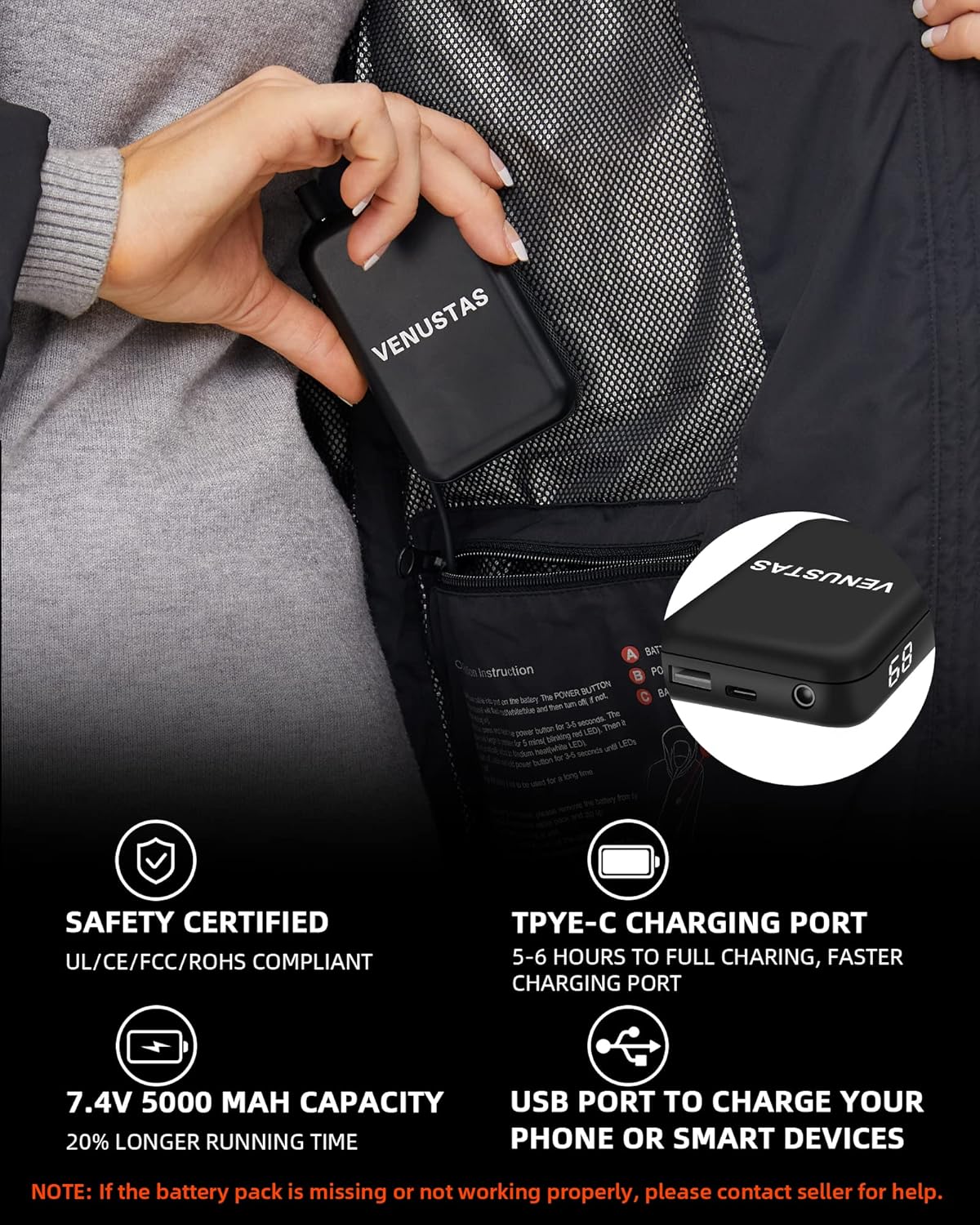 Venustas Women’s 3-in-1 Heated Jacket with Battery, Waterproof Skiing Jacket with Hood