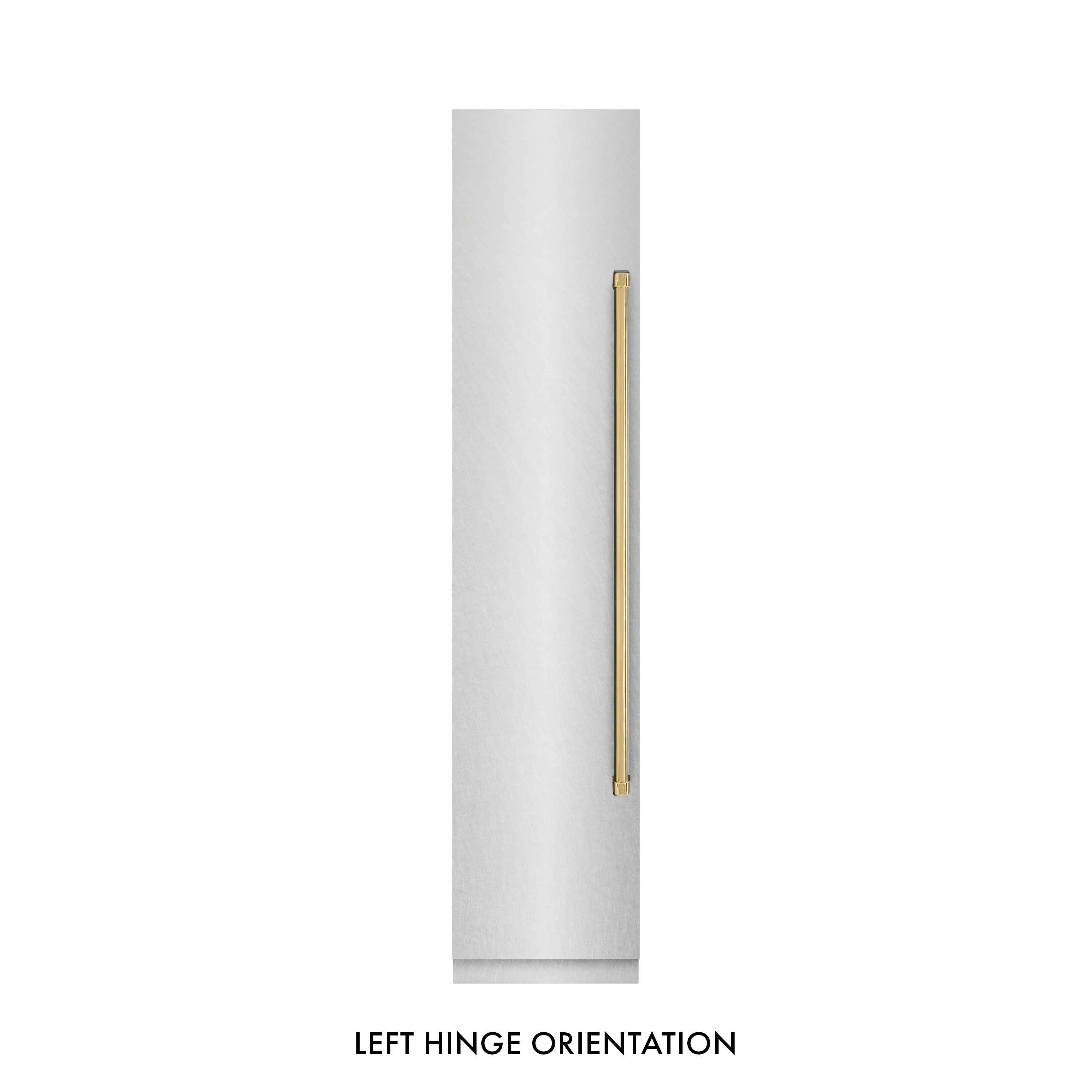 ZLINE Autograph Edition 18-Inch 8.6 Cu. Ft. Left Hinge Column Freezer in Satin Stainless Steel with Graphite Gray Interior and Polished Gold Accents (RCFVLZ-SN-18-G)