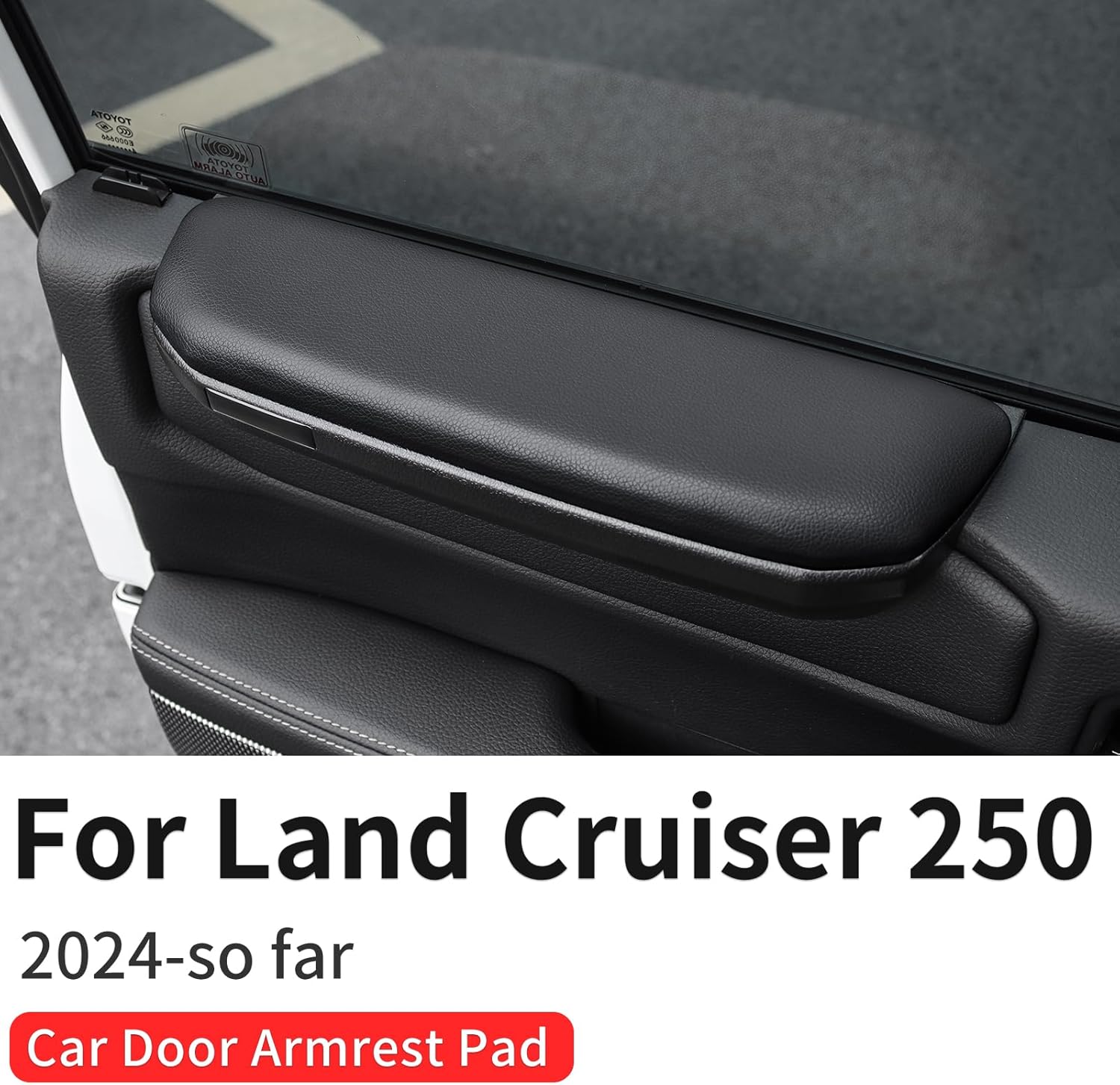 Door armrest is suitable for 2024-2026 Toyota Land Cruiser 250 1958 Prado LC250 car elbow support heightening comfort pad PU leather interior modification 2025 land cruiser accessories (Black)