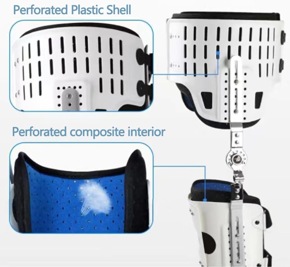 Knee Ankle Foot Orthosis Brace,Orthopaedic Hinged Knee Support for Leg Fracture Hip Walking Fixed Brace with Ankle Fixator and ROM Control Post-Surgery Recovery(Right)